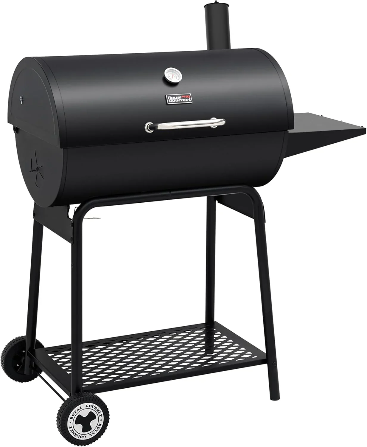 2026 Parrilla de carbón Royal Gourmet CC1830 de 30 pulgadas con mesa lateral, barbacoa exterior con 627 pulgadas cuadradas de espacio de cocción para jardín, terraza y fiestas, color negro