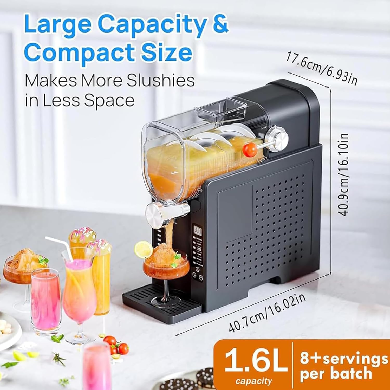 Máquina Para Granizados Y Hielo Raspado De 1,6 L, Máquina Para Hacer Helados Con 6 Programas Preestablecidos, Autolimpieza Con Un Solo Toque Para Batidos, Batidos Y Margaritas