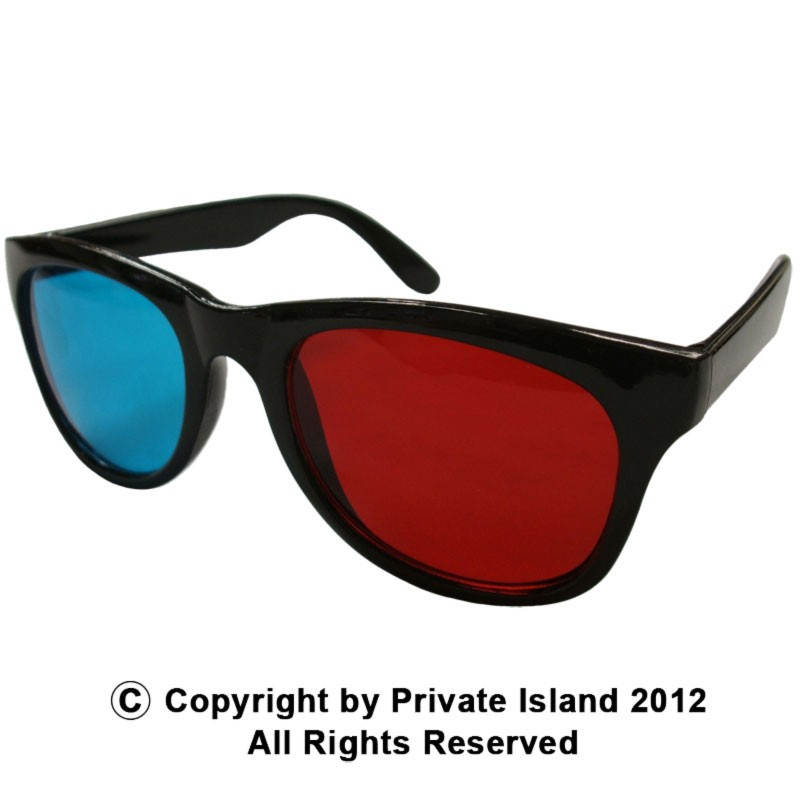 Anaglyph 3D Glasses  Vintage 80 Style Sunglasses Red and Blue 10 PACK 1171D