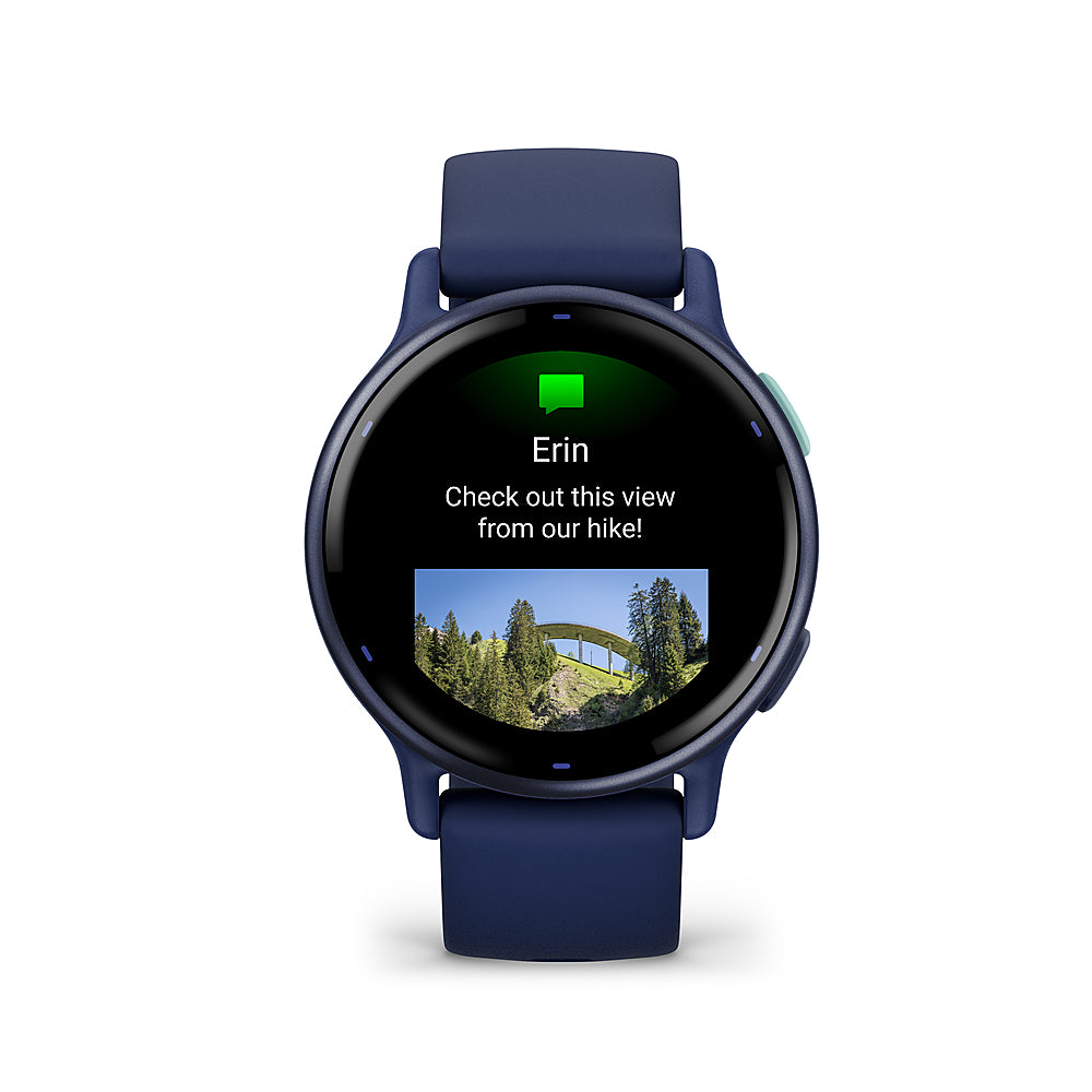 Garmin - v��voactive 5 GPS Smartwatch 42 mm Fiber-reinforced polymer - Metallic Navy Aluminum and Navy