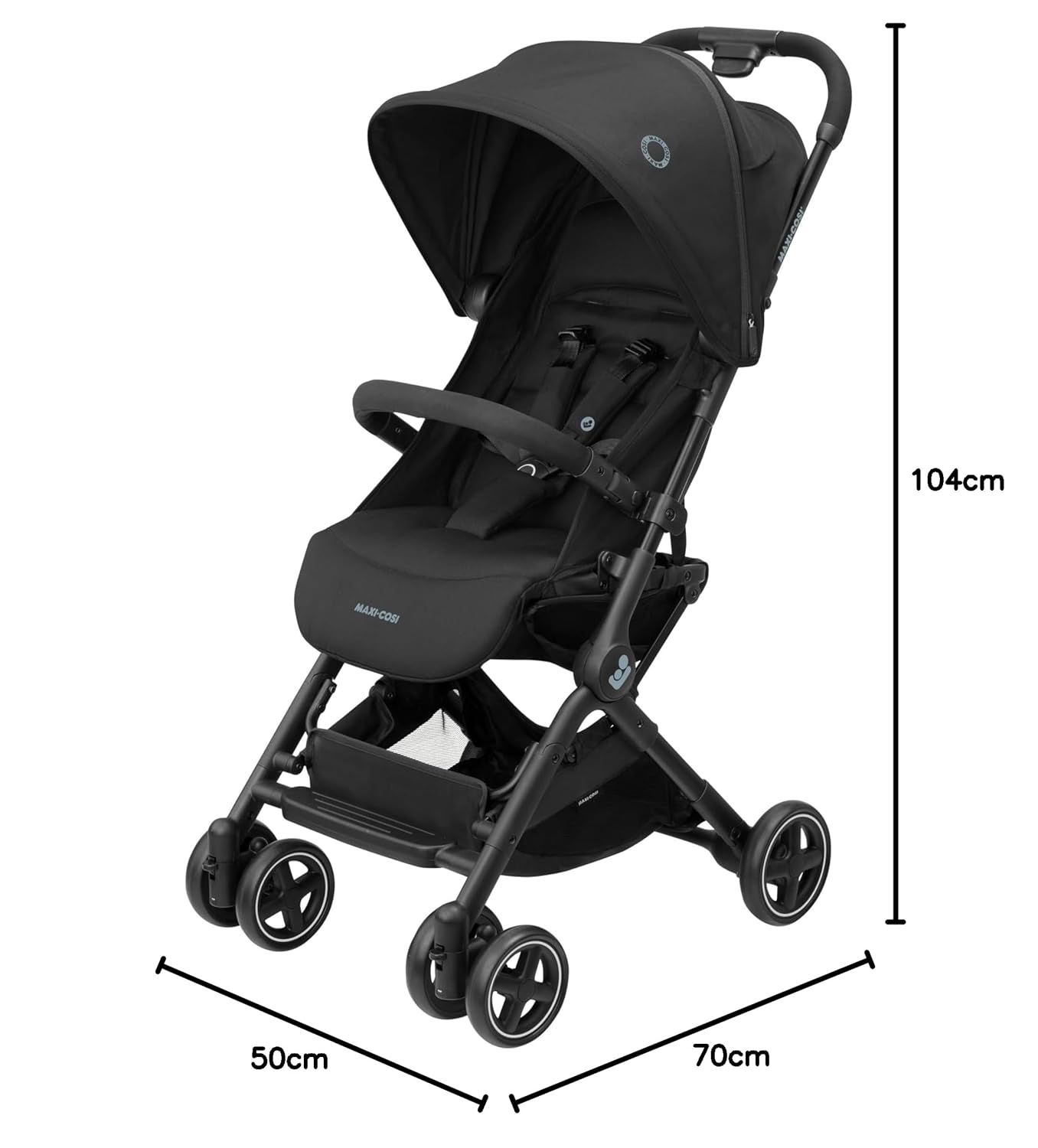 Maxi-Cosi Lara2 Baby Kinderwagen, 0–4 Jahre, 0–22 kg, federleichter, kompakter Buggy, 3 Liegepositionen, flache Liegeposition, klein zusammenklappbar, Schultergurt, Essential Graphite