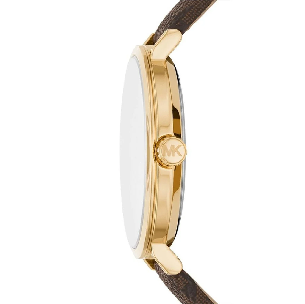 Michael Kors Addyson Three-Hand Gold Brown Genuine Leather Women's Watch - MK2945