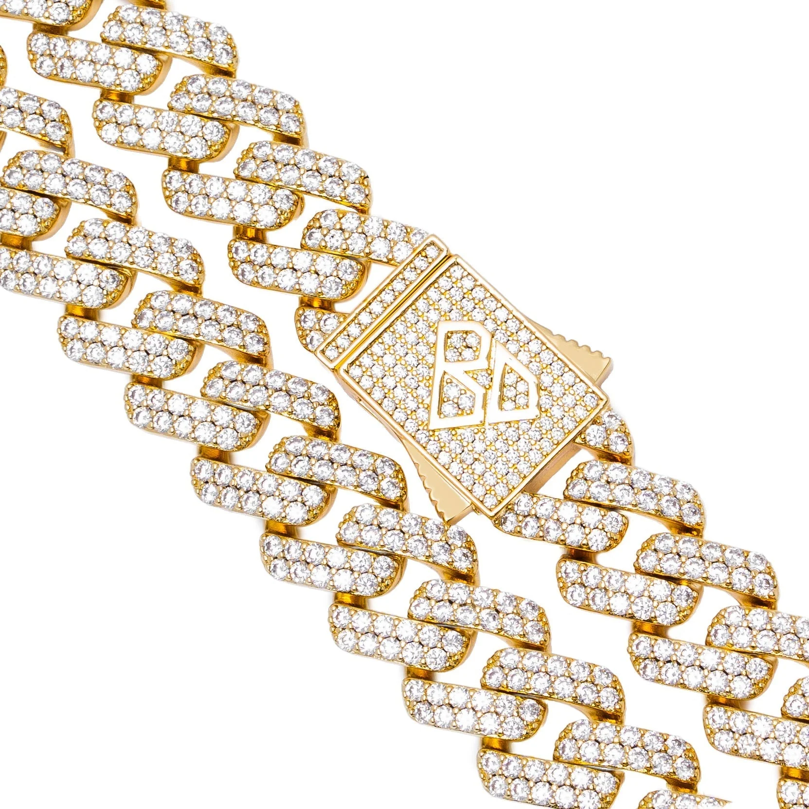 Big Daddy 12MM Gold Diamond Figaro Iced Out Chain