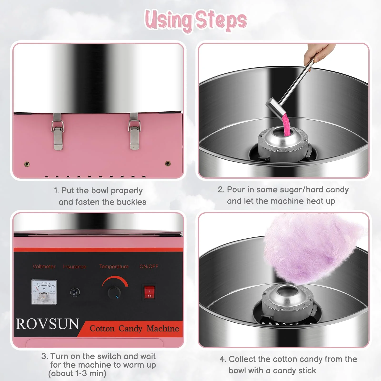 ROVSUN 21 Inch Cotton Candy Machine Cart