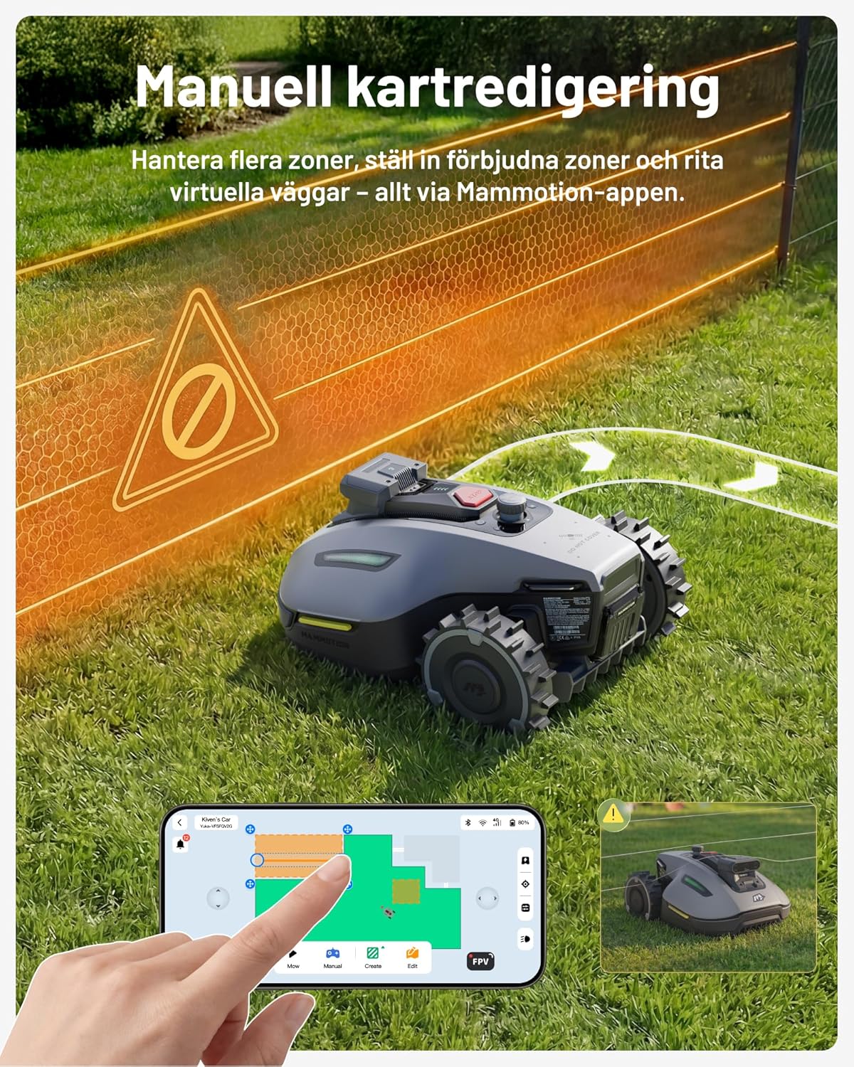 MAMMOTION YUKA mini 2500 robotgräsklippare utan gränskabel, ingen signalförlust, ingen RTK, AI-bildbehandling med tre kameror, DropMow, 45 % lutning, automatisk mappning, upp till 500 m2