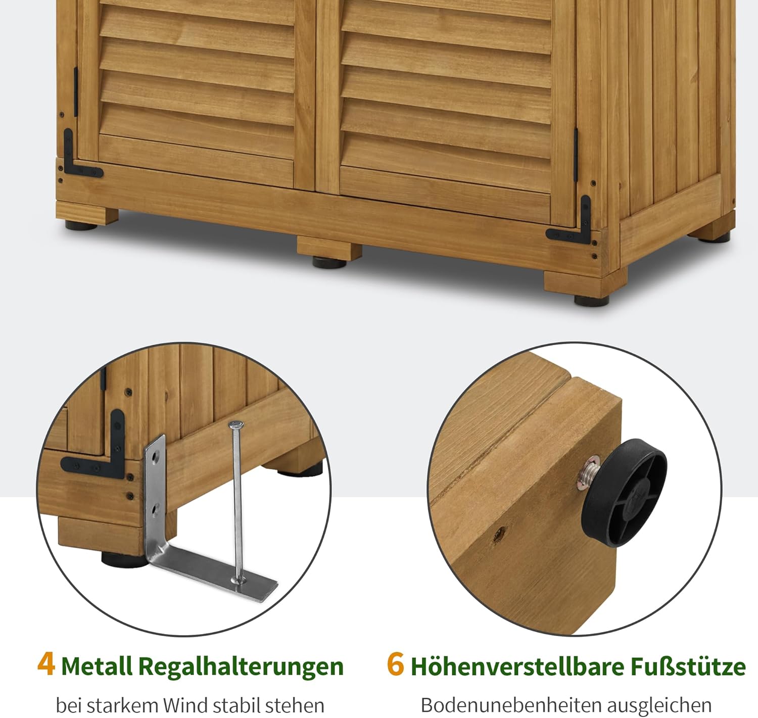 M MCombo Gartenschrank Holz 0120, Gerätehaus Wetterfest Klein, Outdoor Gartenhaus Geräteschuppen für Außenbereich Terrasse Balkon, 87×46×160 cm, (Natur)
