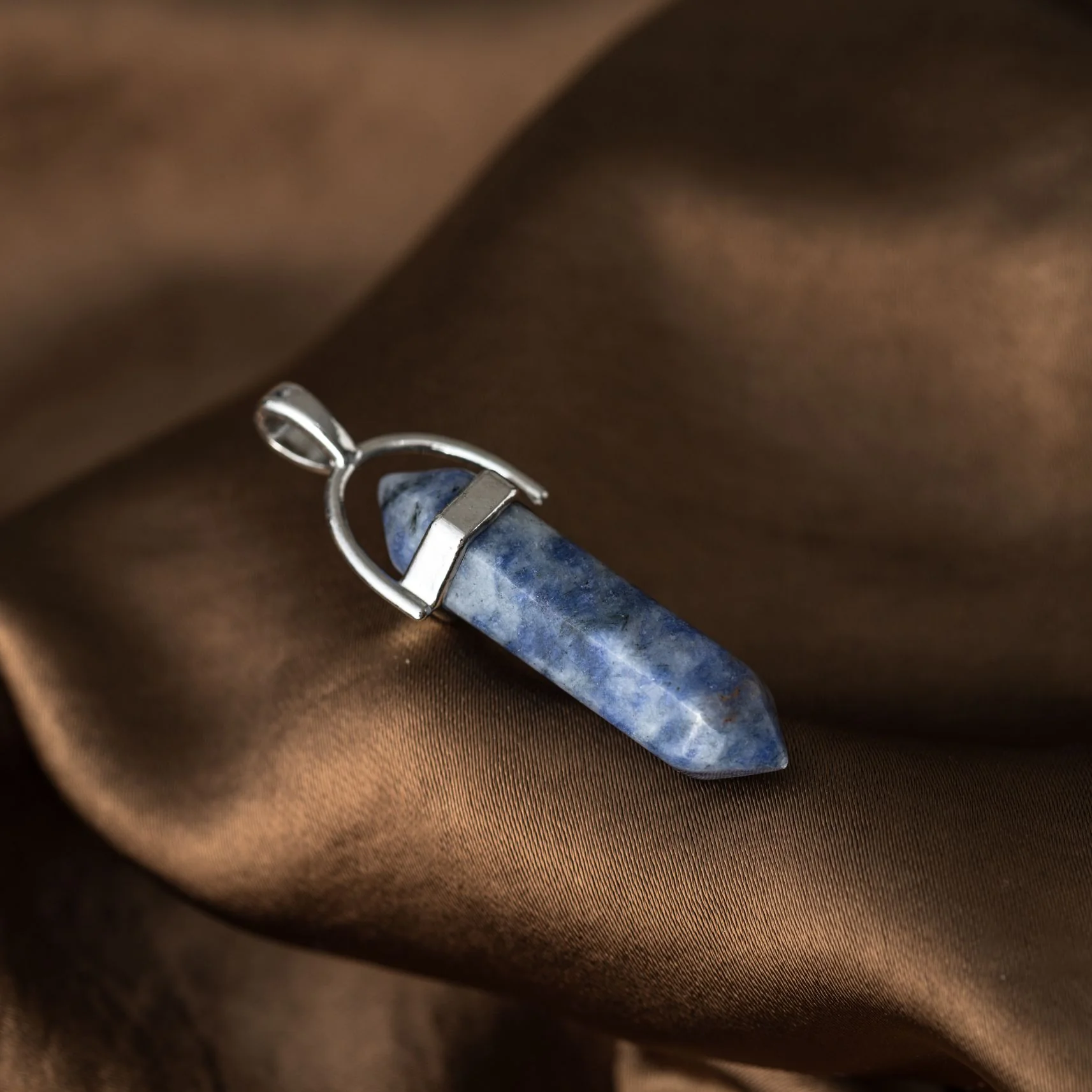 Dubbelpunt Hanger - Sodaliet Edelsteen - Hexagonaal Geslepen - Zelfvertrouwen