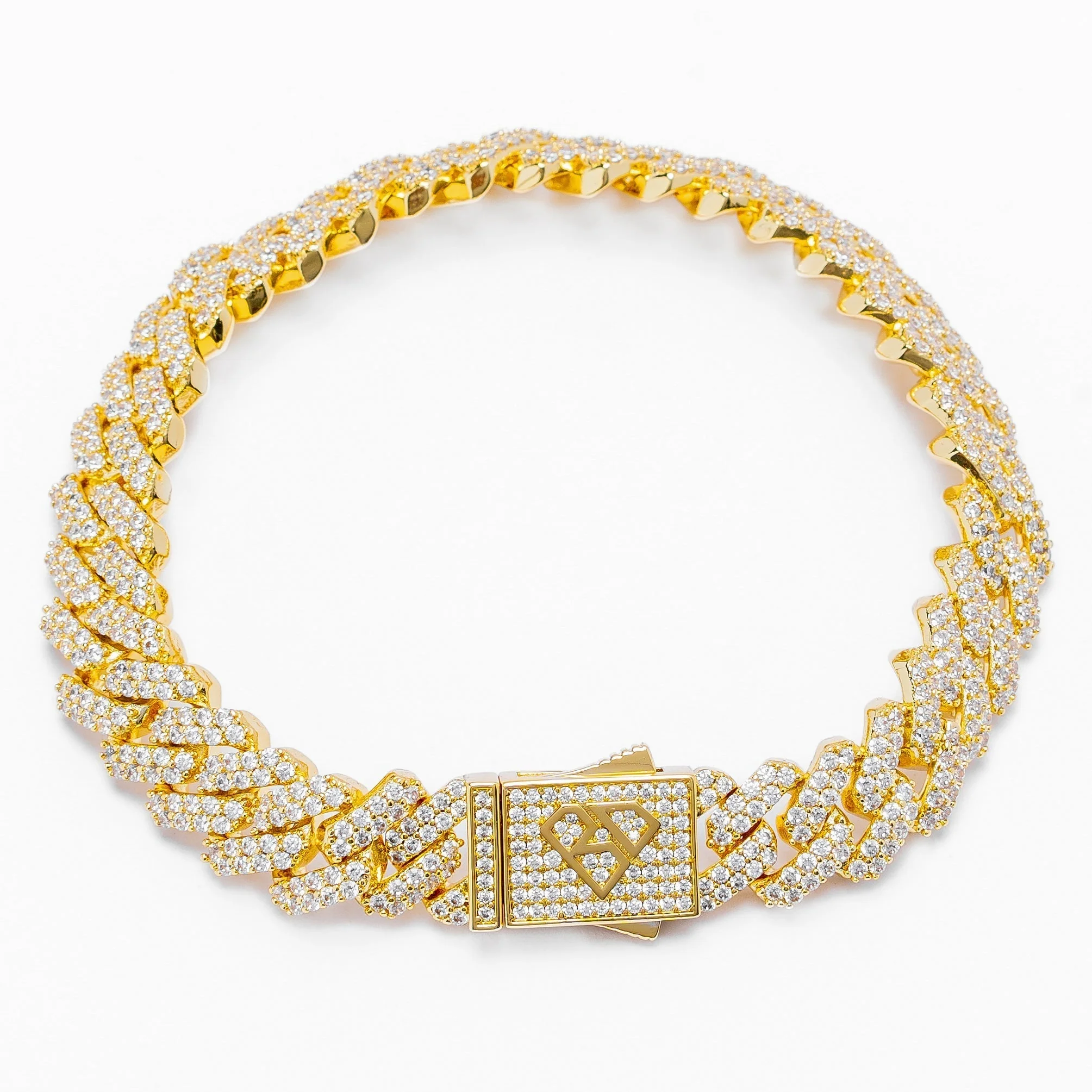 Big Daddy 14MM Full Iced Out Cuban Gold Bracelet 8 Inch (Defect)