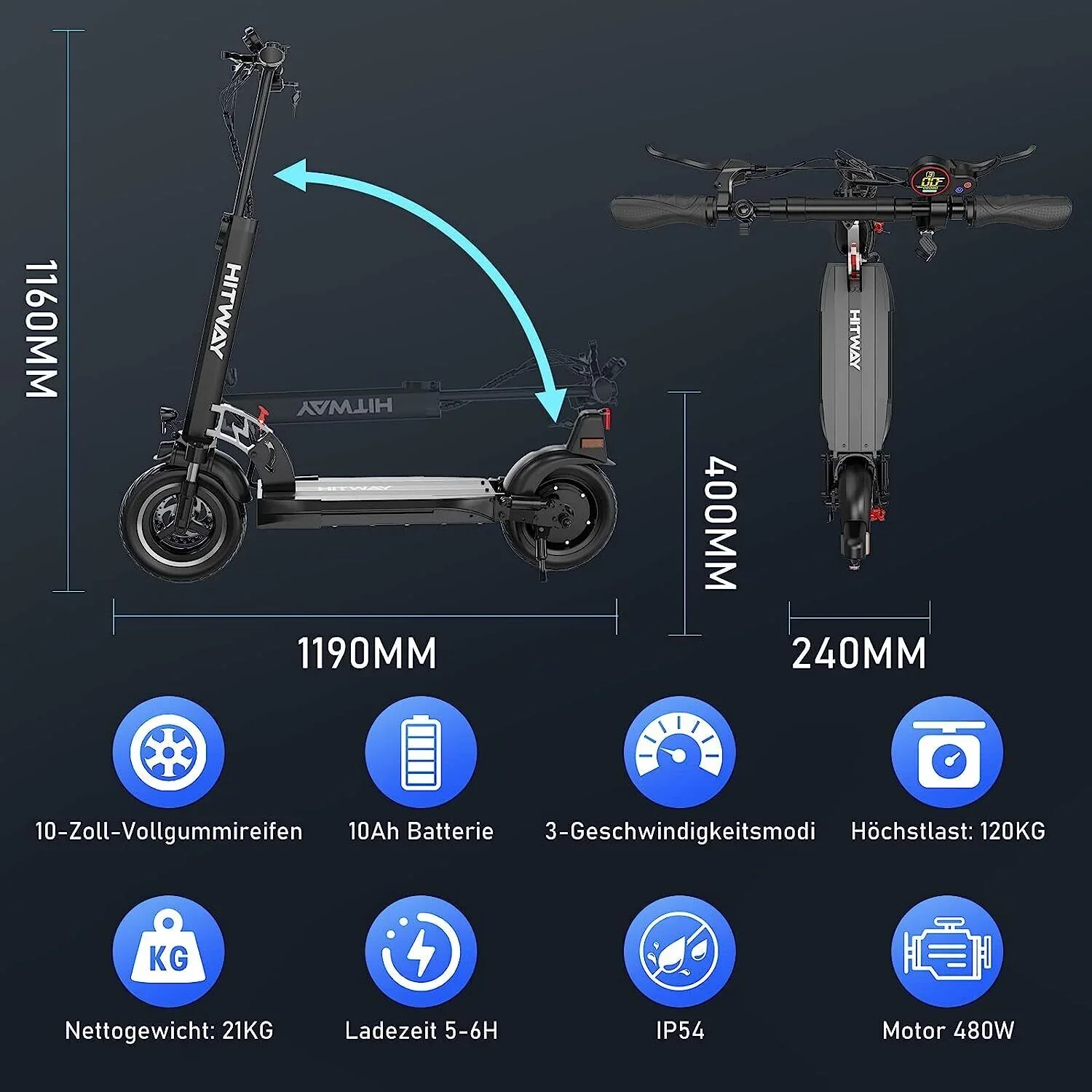 HITWAY H5-HB24ABE E-Scooter ohne Sitz �C ABE zertifiziert