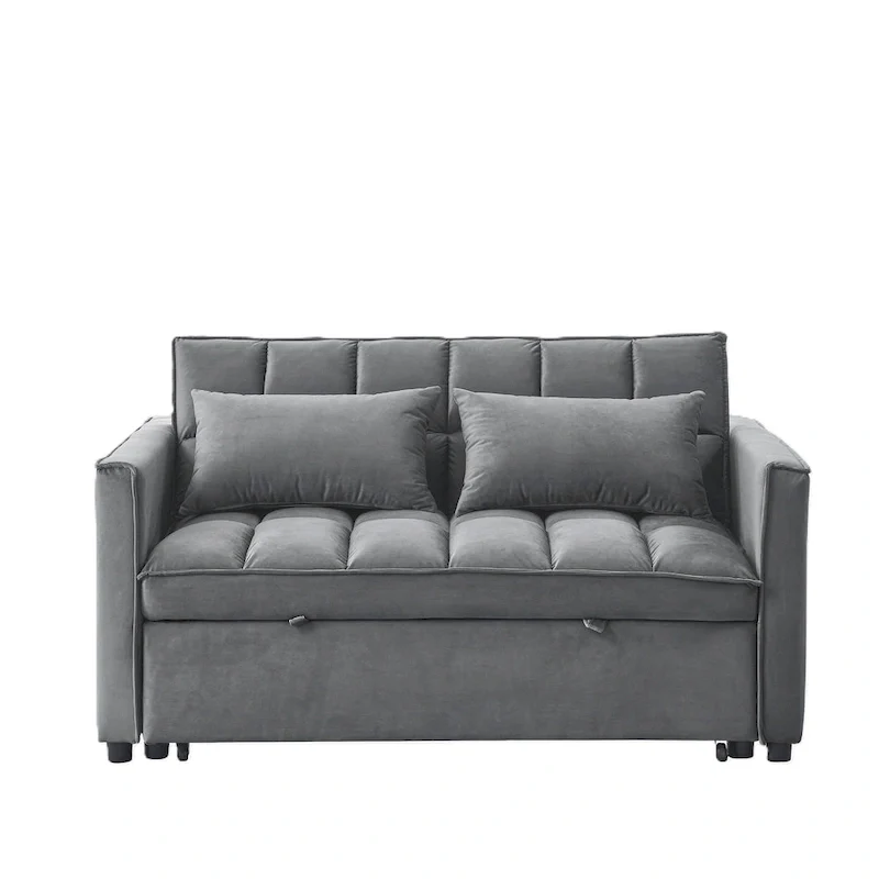 Modern Convertible Futon Sofa Bed,Adjustable Backrest,Armrest Holders