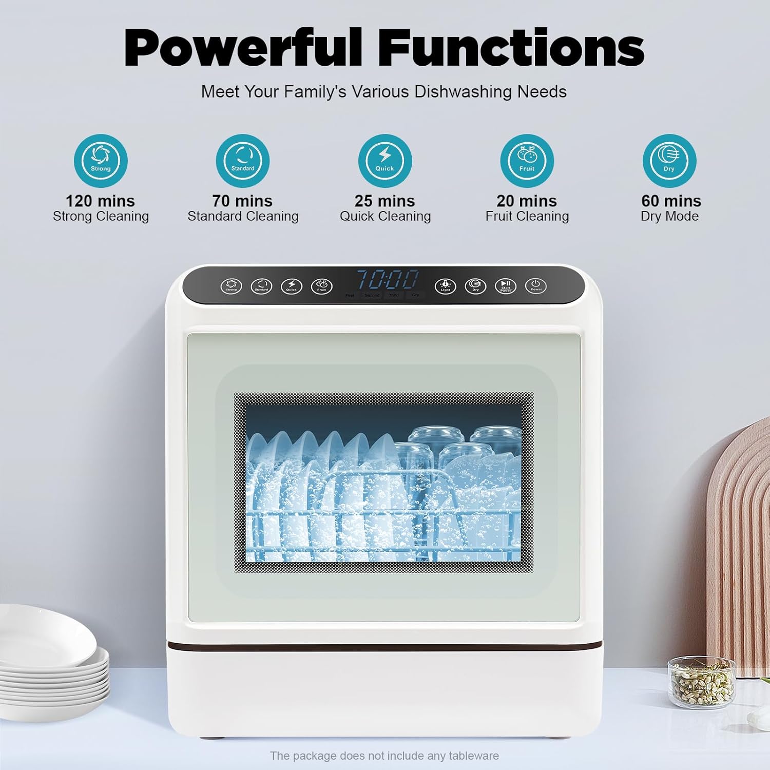 Mini lavavajillas, lavavajillas de mesa para 4-6 personas, lavavajillas de mesa energéticamente eficiente con 4 programas, secado por aire caliente y antibacterial 72 h, blanco