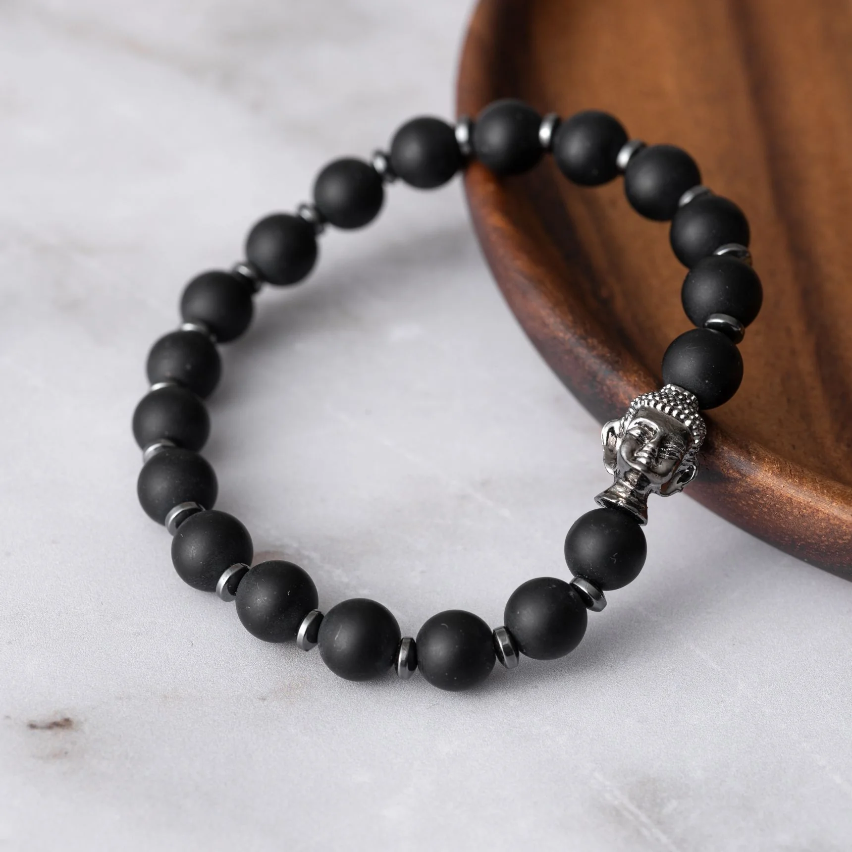 Boeddha Armband - Onyx & Hematiet - Wilskracht