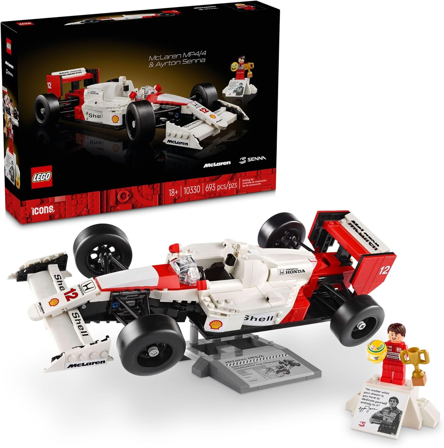 LEGO Icons McLaren MP4/4 & Ayrton Senna F1 McLaren byggbart bilset för vuxna från 18 år födelsedagspresent 10330