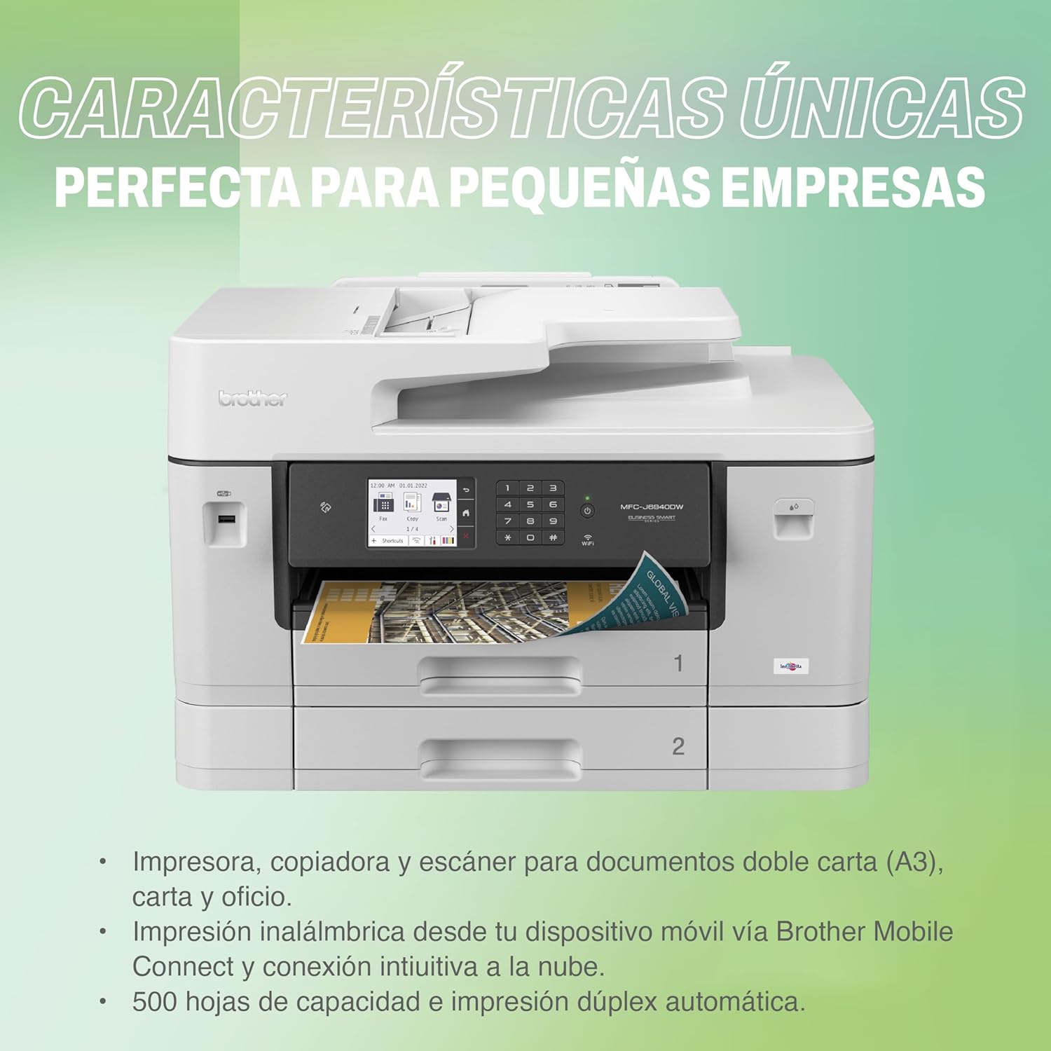 Brother MFC-J6940DW DIN A3 4-in-1 Farbtintenstrahl-Multifunktionsgerät (2 x 250 Blatt Papierkassette, Drucken, scannen, kopieren, faxen), Weiß, Mittel