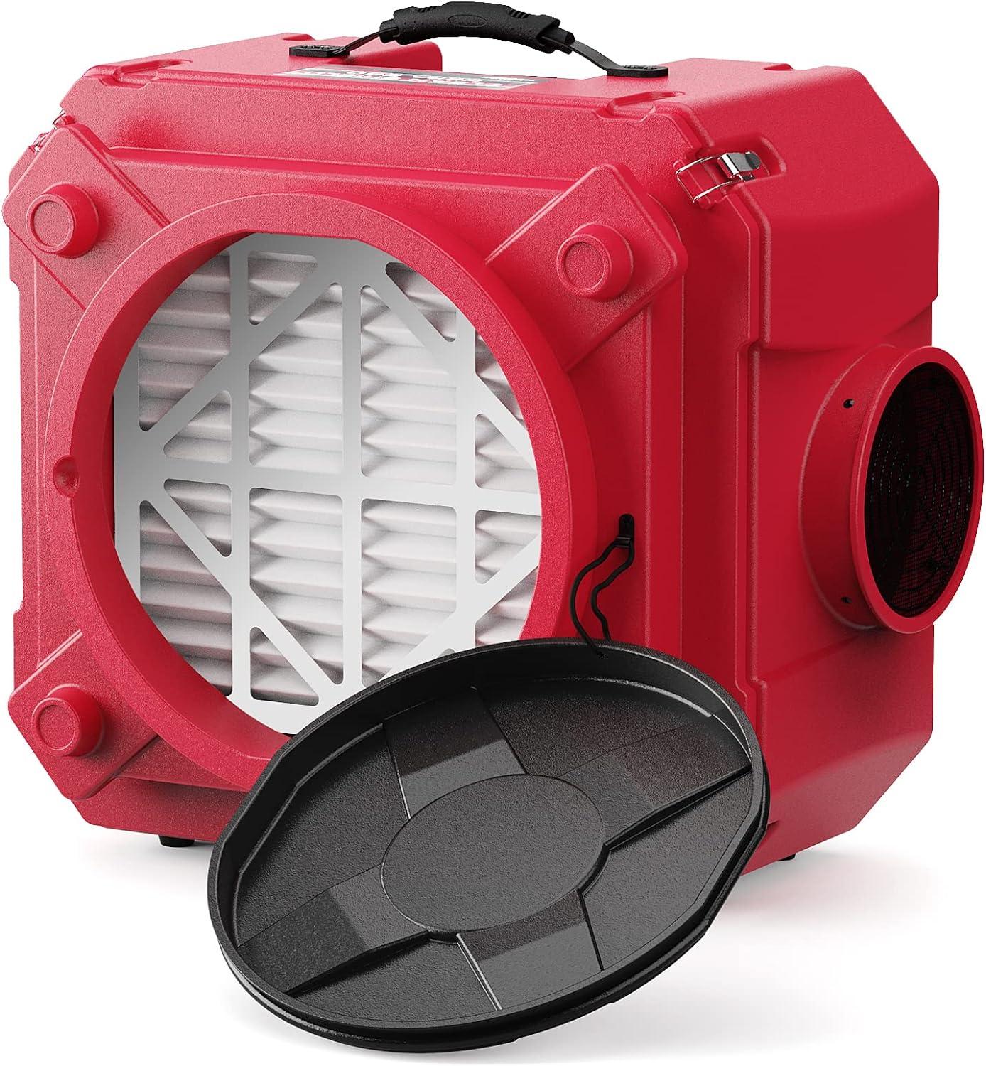 Air Scrubber with 3 Stage Filtration, Stackable Negative Air Machine for Industrial and Commercial Use, Heavy Duty Air Cleaner with MERV-10 Filter, HEPA/Activated carbon Filter, Red