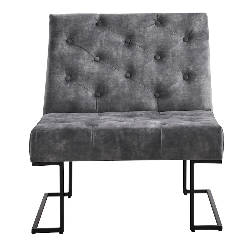 Corvus Savannah Tufted Velvet Lounge Chair with Upholstered Accent