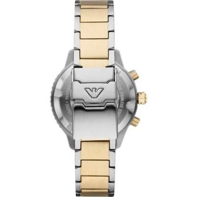 Emporio Armani Diver Chronograph Green Dial Two Tone Steel Strap Watch AR11361