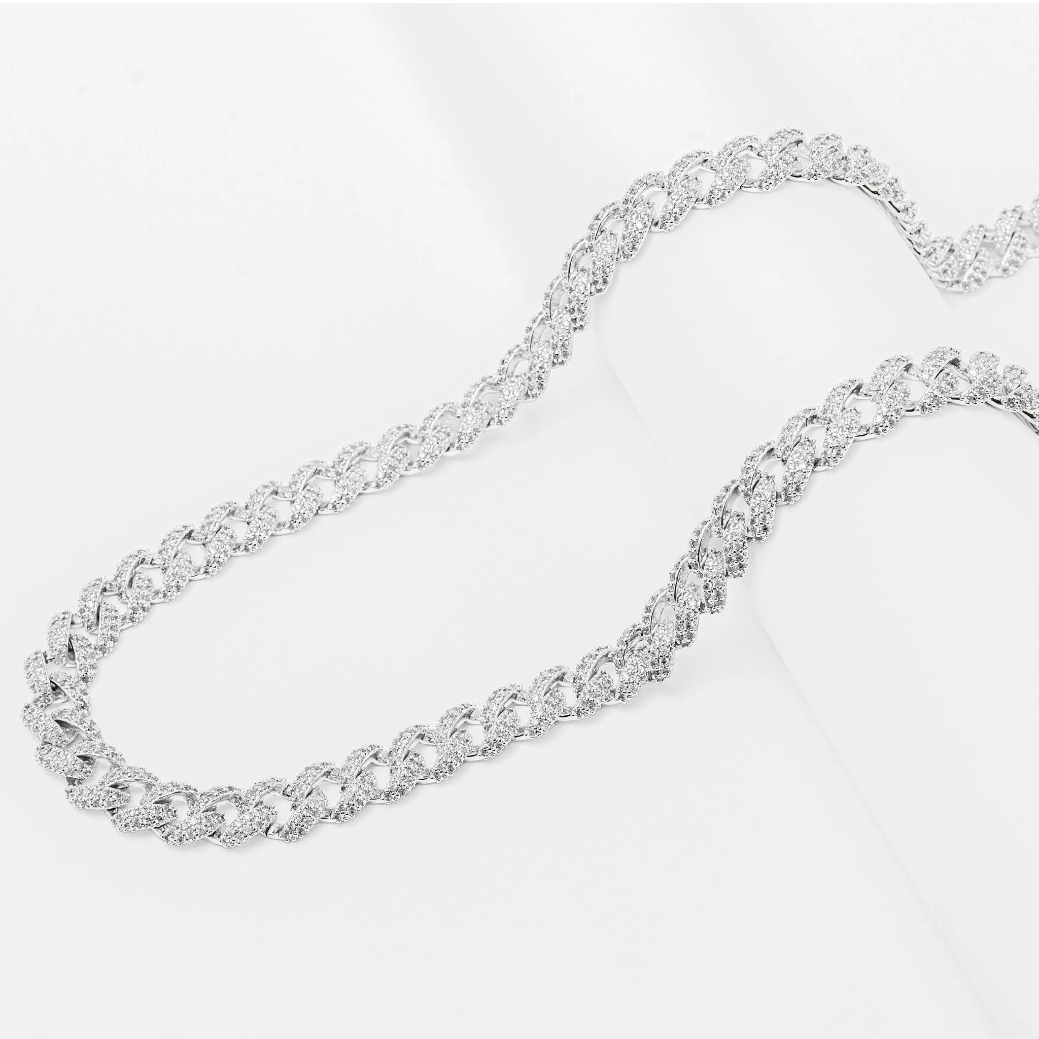 Big Daddy 9MM Diamond Curb Cuban Silver Iced Out Chain