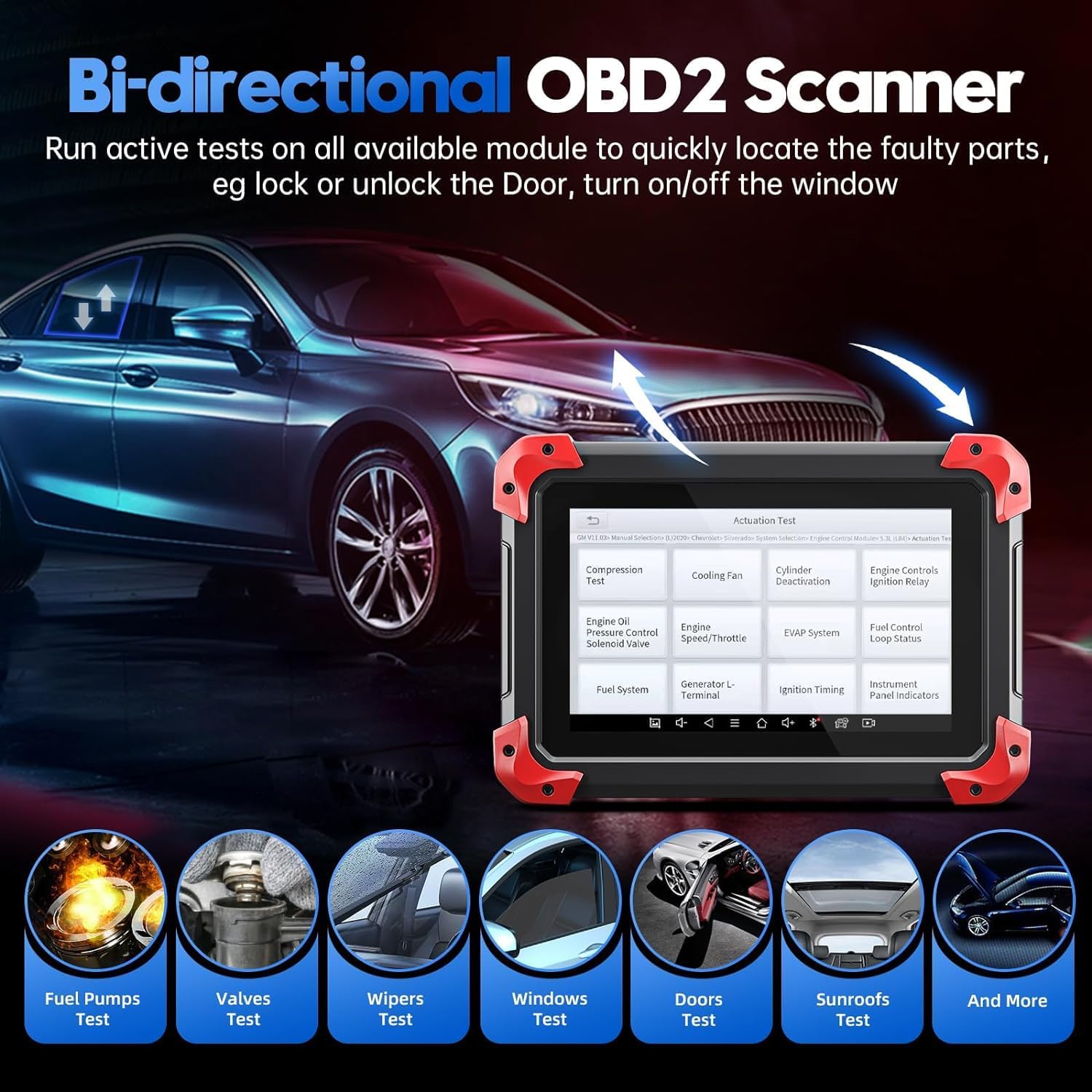 Bidirectional Scan Tool: 2024 Newest Automotive Scanner Diagnostic Tool with ECU Coding, Active Tests, All System Scan, 36+ Resets, Crankshaft Relearn, Android 10, 3-Year Updates