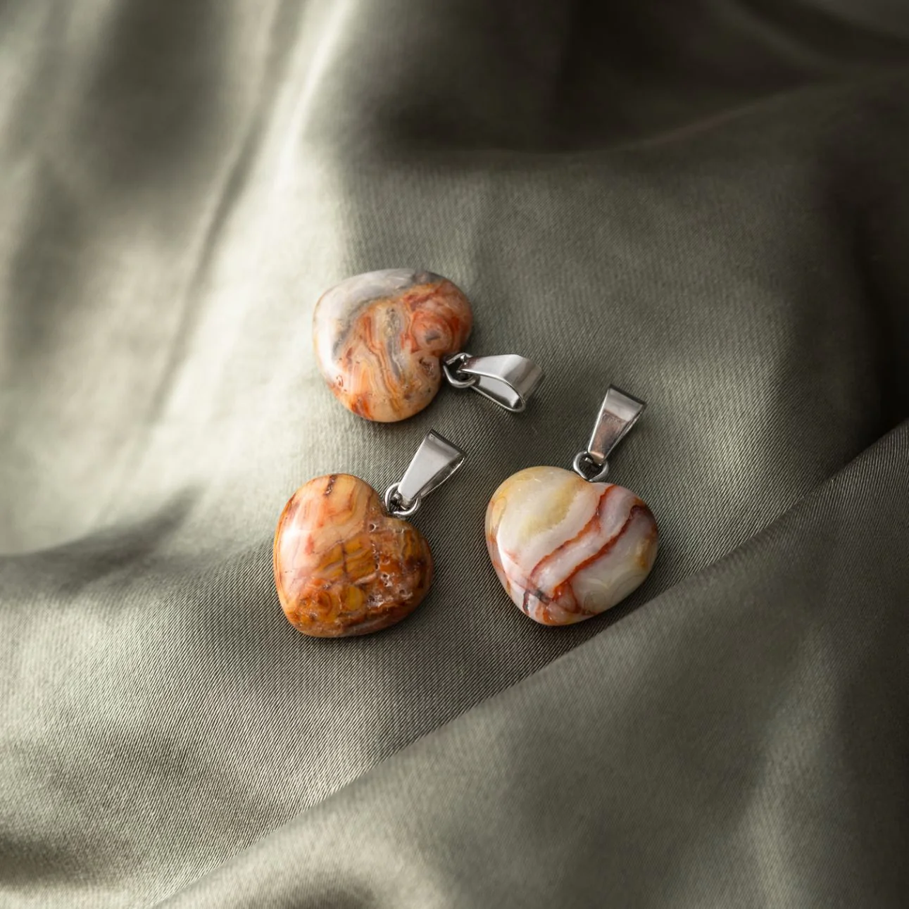 Hanger Edelsteen Hart - Geslepen Agaat Hartje - Optimisme