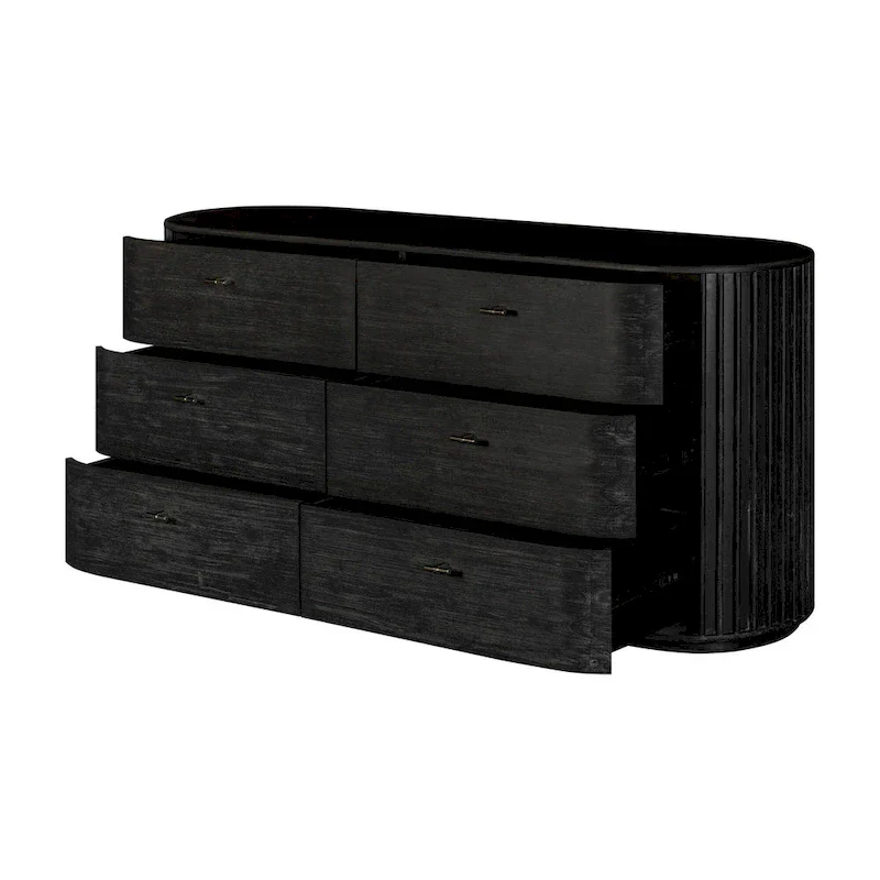 Modrest Fields Contemporary Black Acacia Chest of Drawers