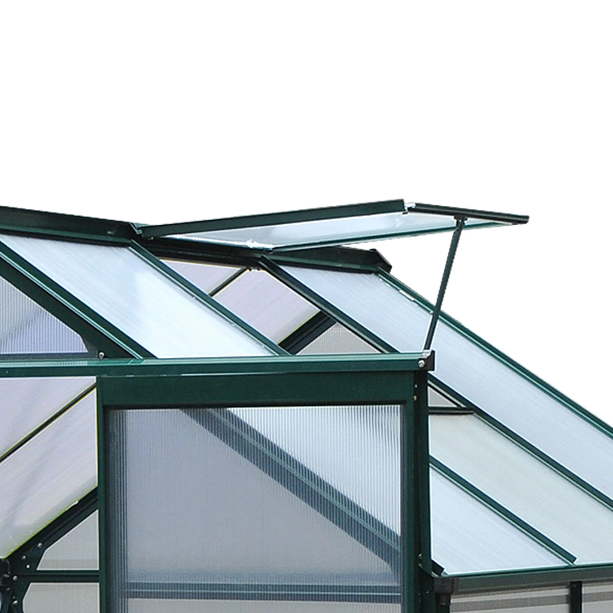 Outsunny aluminium kas met dakraam deur 190 x 192 x 201 cm, groen + transparant