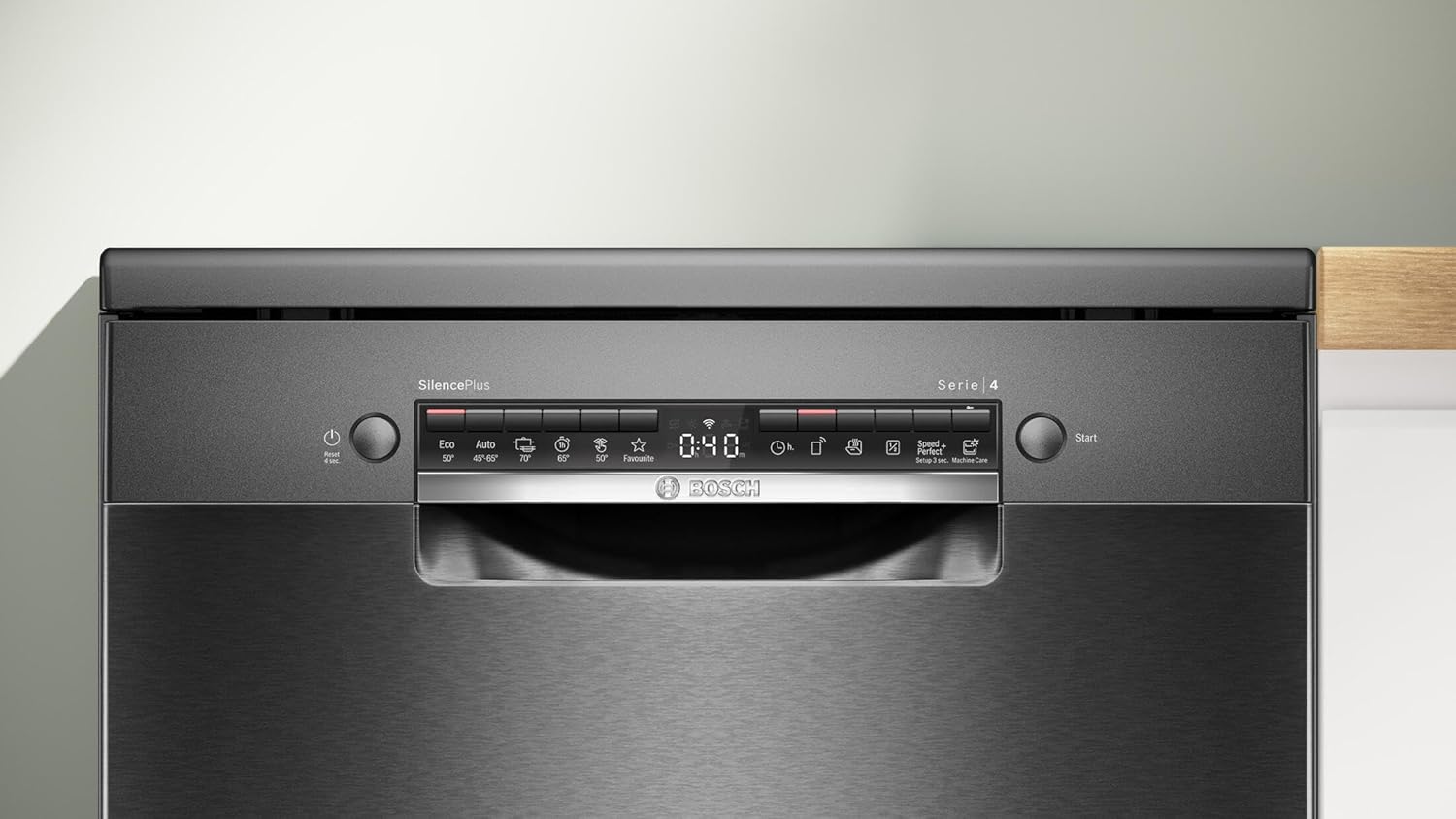 Bosch - Lavavajillas Libre Instalación, 60 cm, Serie4, Home Connect, 14 Servicios, Cepillado Antihuellas, Acero Negro, SMS4EMC06E.