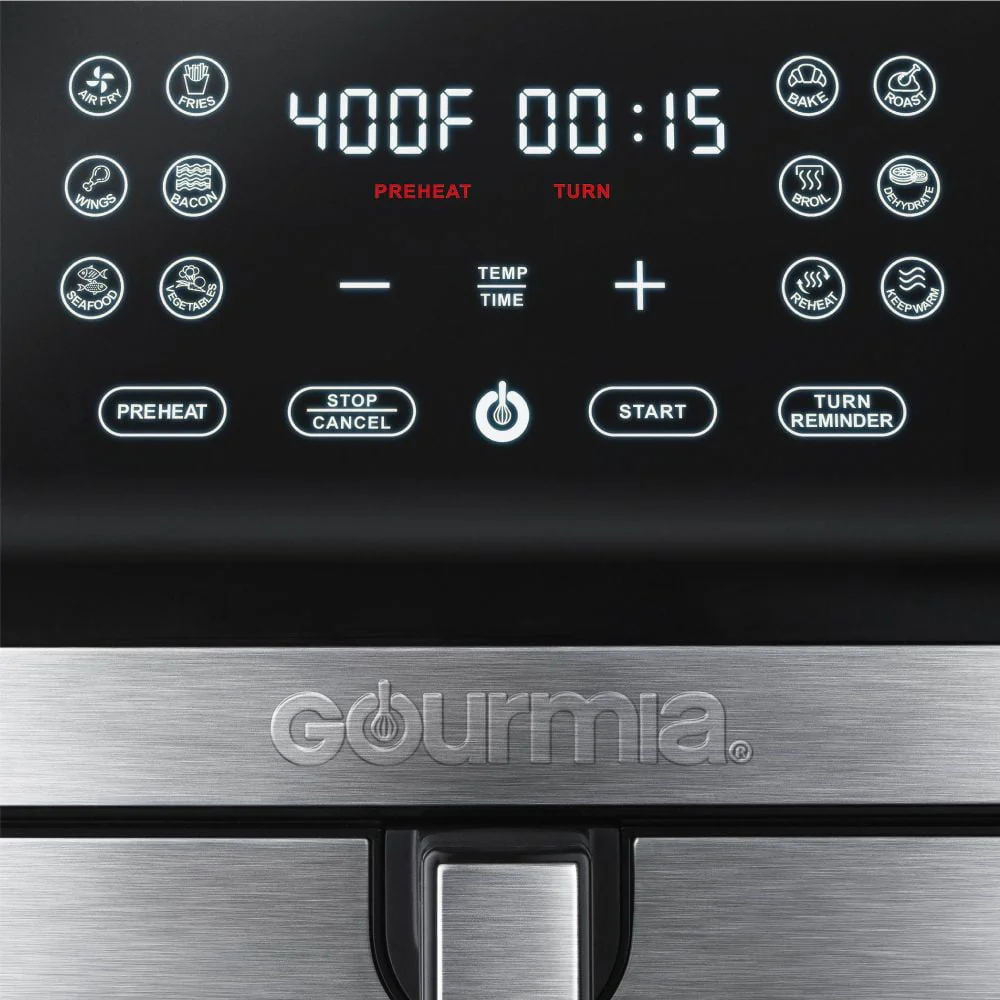 Gourmia GAF838 8-Qt Digital Air Fryer with Guided Cooking, Stainless Steel