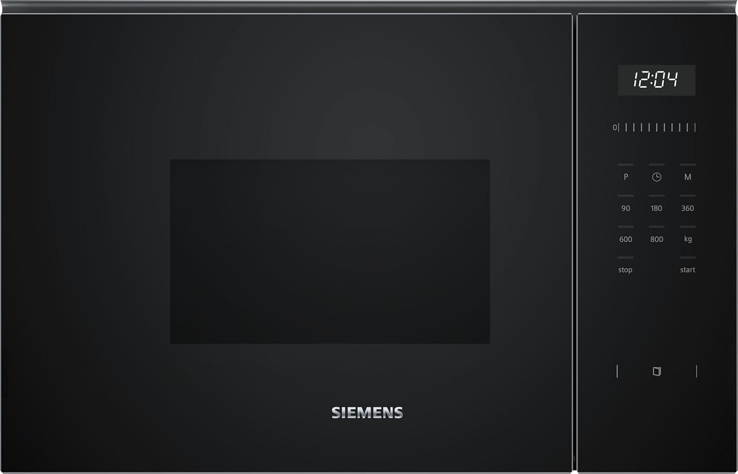 Siemens BF525LMB1 iQ500, Einbau-Mikrowelle, 59 x 38 cm, 800W, 20L Garraum Edelstahl, 25,5 cm Drehteller, touchControl Bedienung, Hydrolytische Reinigungshilfe, cookControl 7 Automatikrogramme, Schwarz