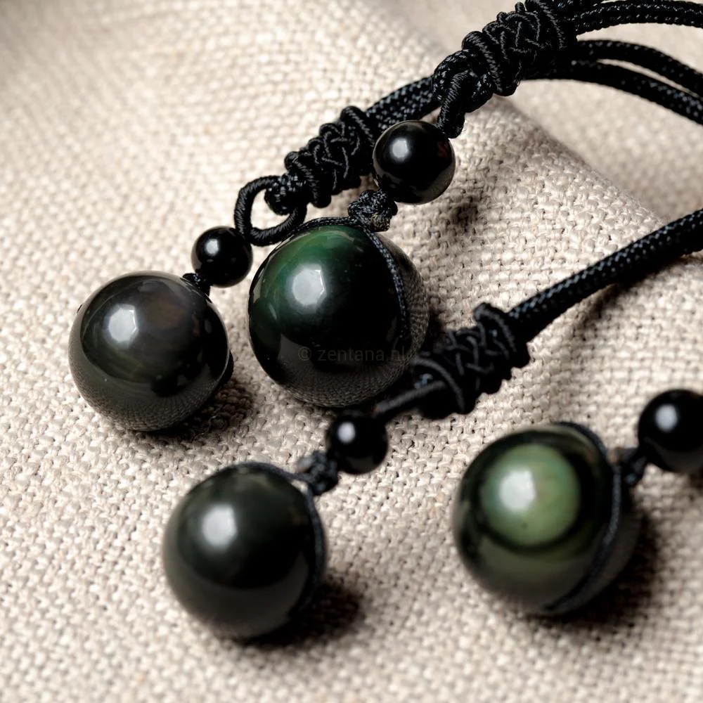 Obsidiaan Edelsteen Ketting - Zwarte Regenboog - Verstelbaar - Doorgronding