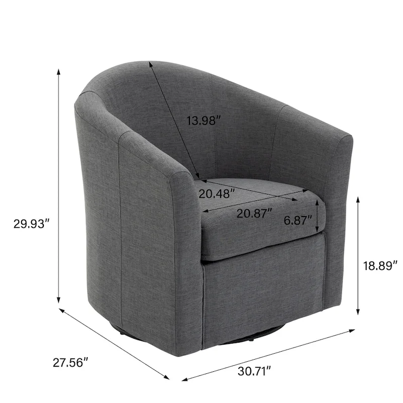 Set of 2 Modern Upholstered Swivel Barrel Chair Living Room Accent Chair