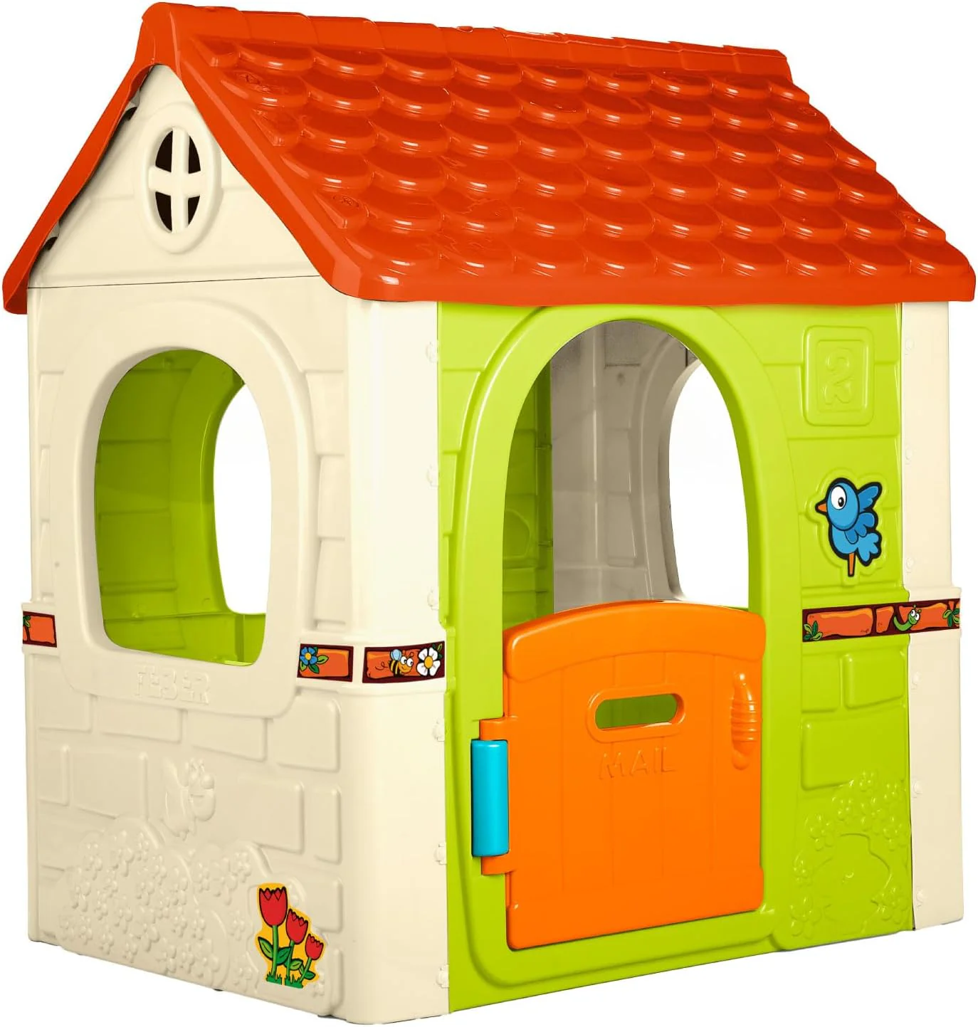 Feber - Fantasy House, Casita Infantil de Juegos con Puerta Abatible, Jugar al Aire Libre o en Casa, Resistente y de Fácil Montaje, para Niños de 2 a 6 años, Famosa (800010237), Versión previa