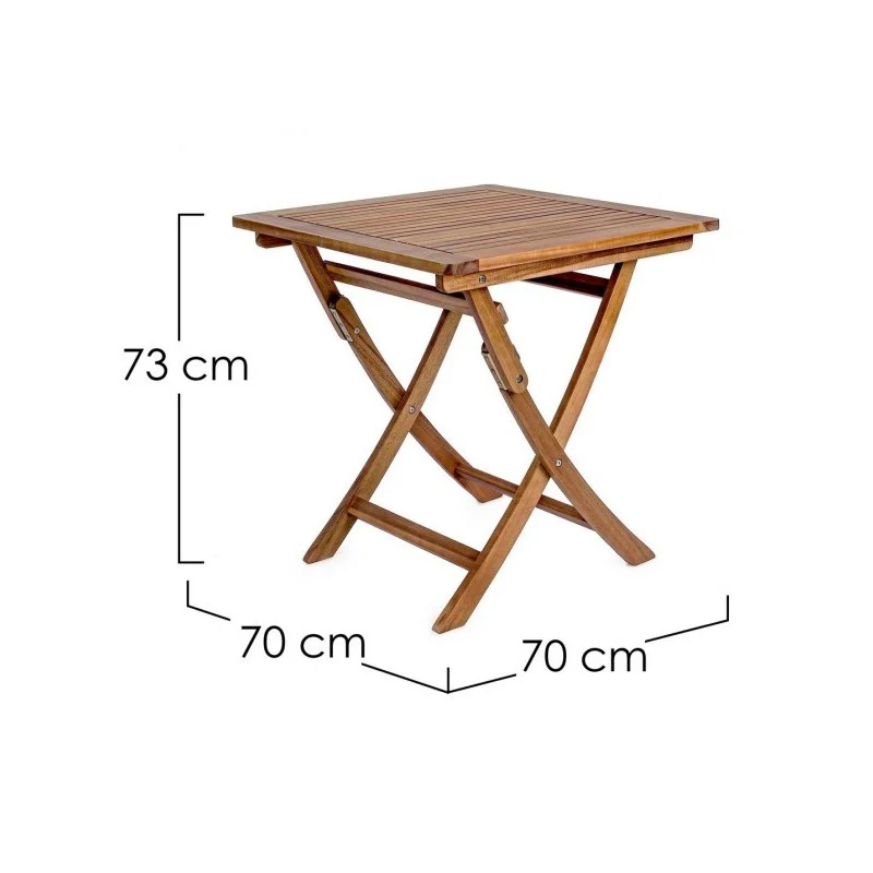 Tavolo Noemi per esterno in legno di acacia pieghevole  70x70x h73 cm