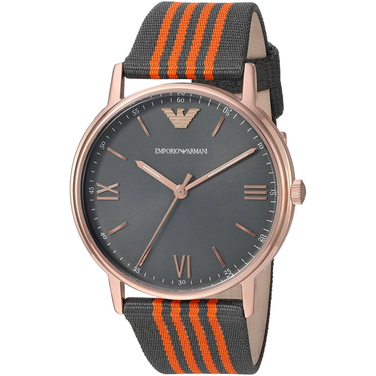 Emporio Armani Kappa Grey Dial Orange and Black Nylon Strap Men's Watch - AR11014
