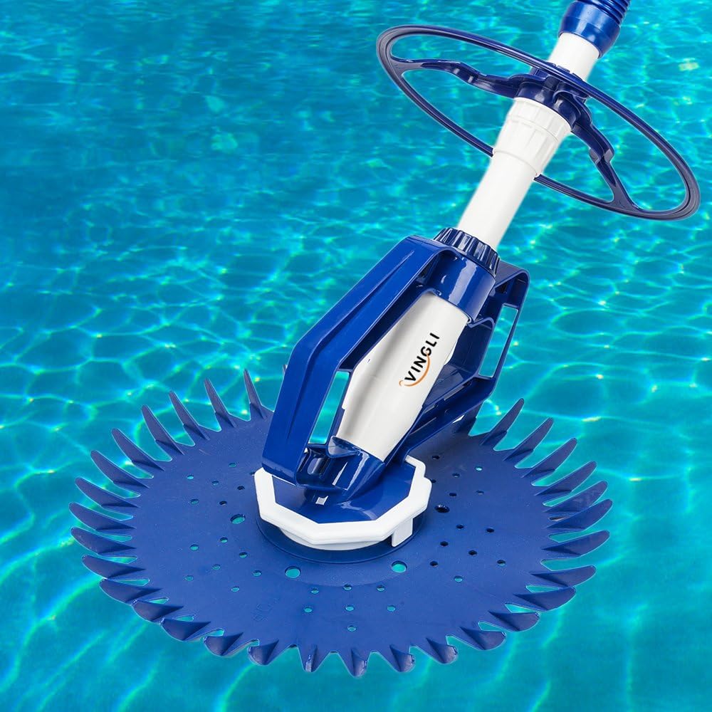 Pool Vacuum Cleaner Automatic Sweeper Swimming Pool Creepy Crawler Vacuum with 33FT Hoses (Navy Blue&White)