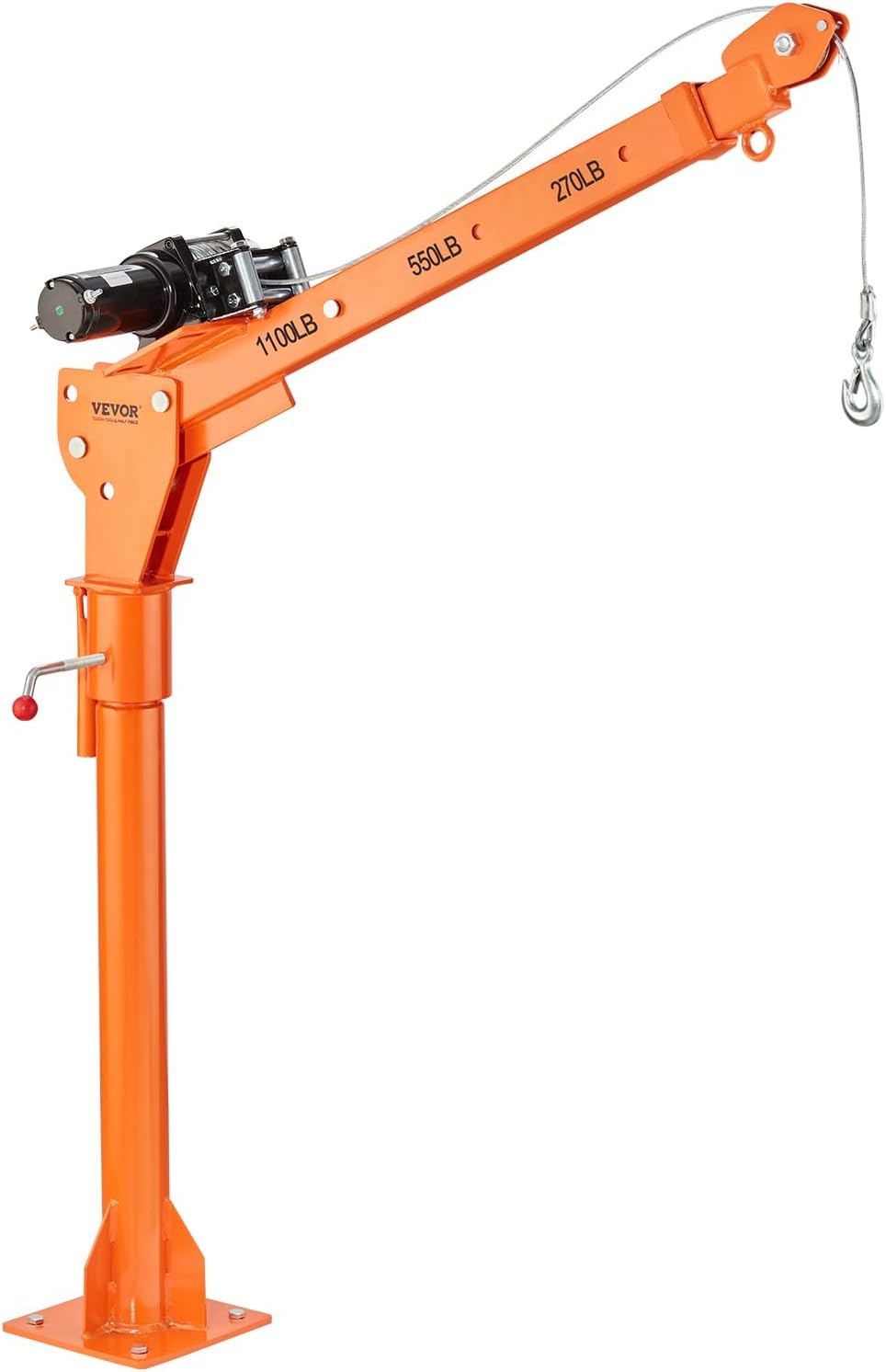 VEVOR Electric Truck Crane 1100 lbs Capacity, 360° Swivel, Adjustable Boom, Heavy-Duty Lifting for Construction & Factory Use