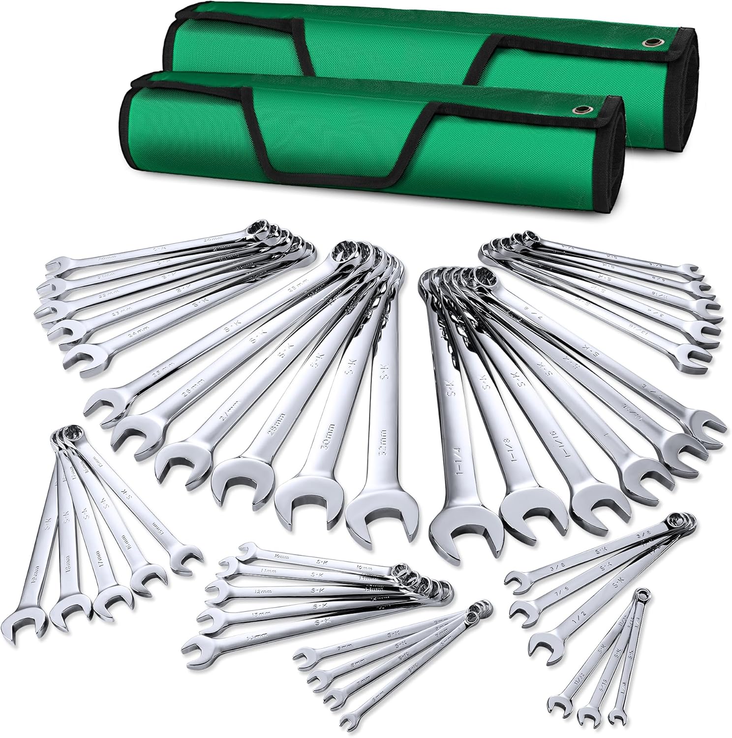 SK 42-Piece Wrench Set, SAE & Metric, SuperKrome Finish