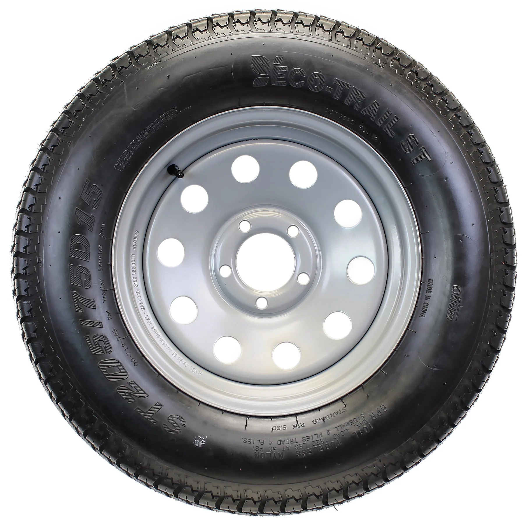 Neumático de remolque montado en llanta ST205/75D15 F78-15 205/75-15 LRC 5 agujeros, llanta modular plateada