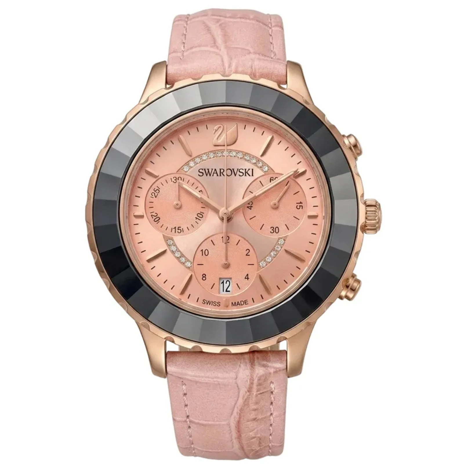 Swarovski Octea Lux Chrono Nude-Pink Tone Leather Strap Women's Watch 5452501