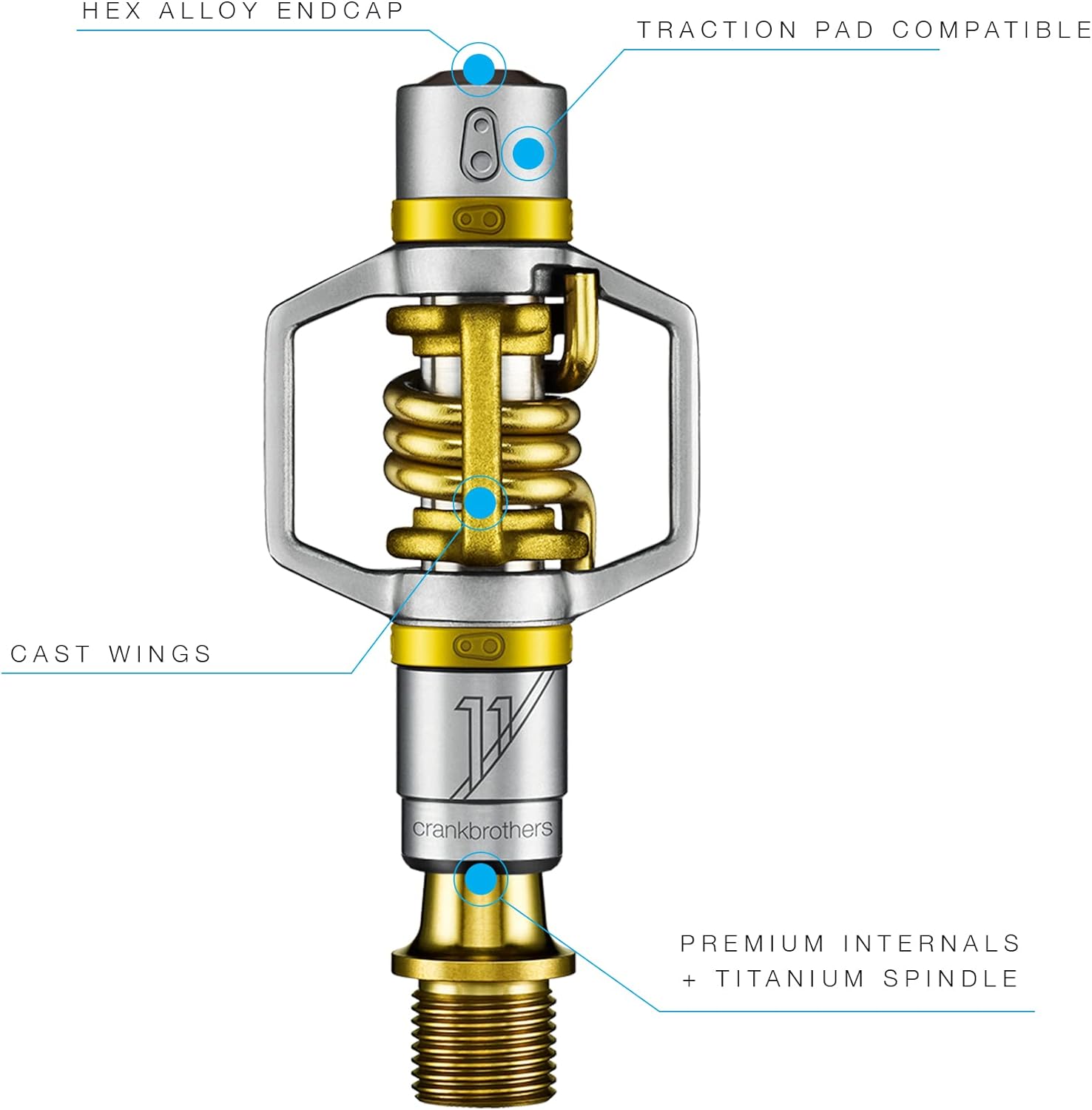 Crankbrothers Eggbeater 11 Titanium Road Bike Pedals, Gold, Lightweight, Unisex Adult
