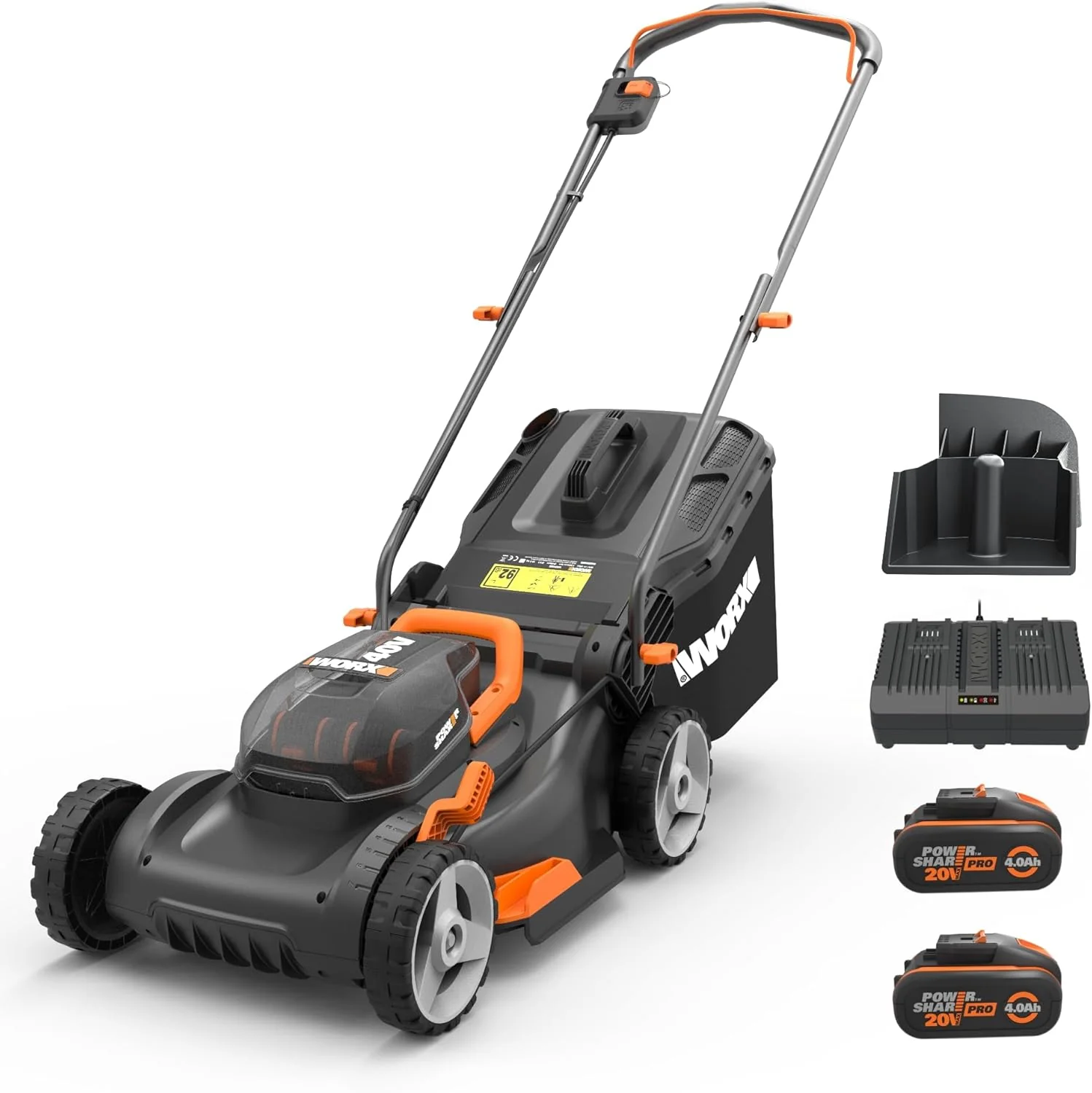 WORX WG743E Accu-grasmaaier 40V �C Professionele grasmaaier met mulchfunctie & PowerShare accu �C Draadloos grasmaaien �C Ideaal voor tuinen tot 500m2