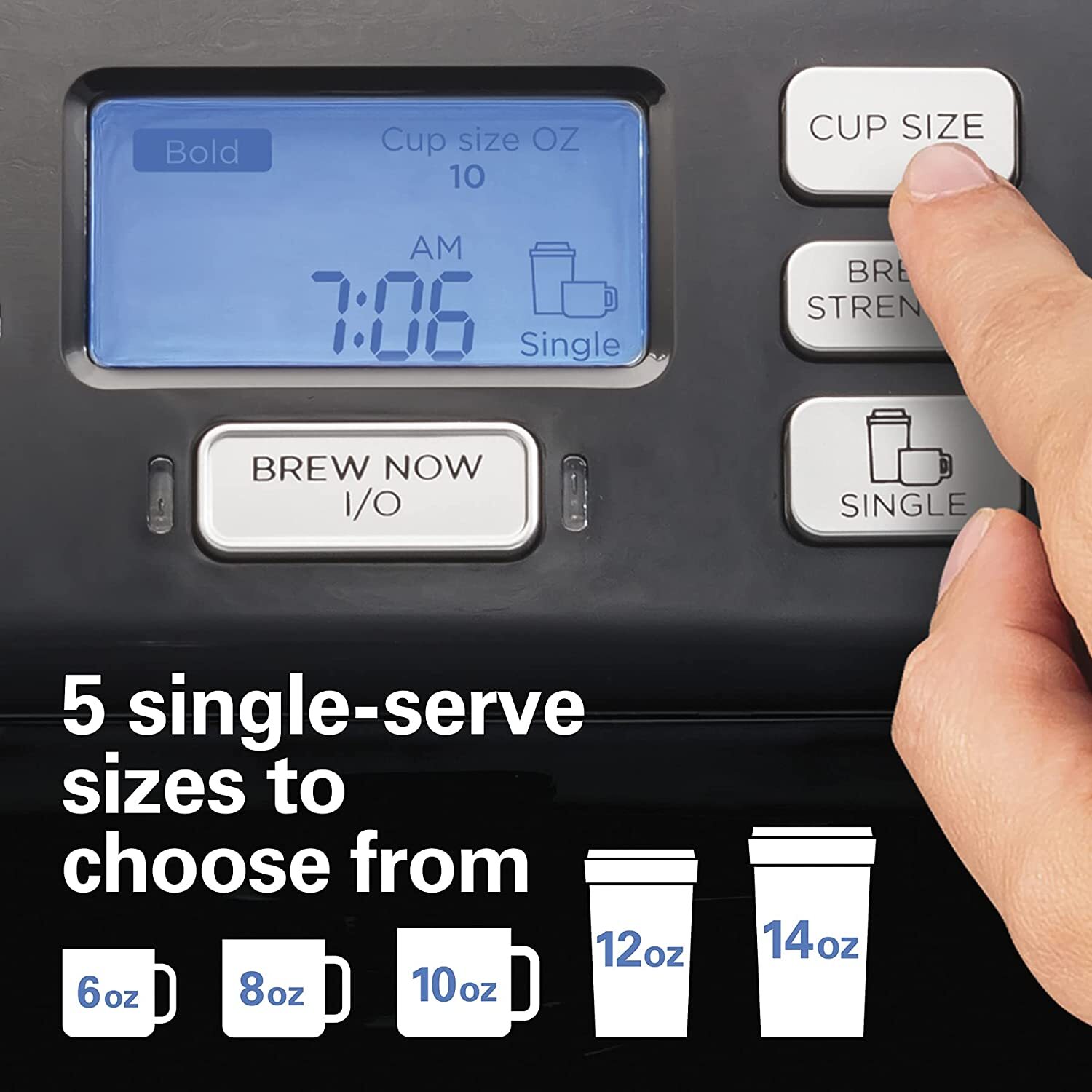 Fast Brew 3-Way Coffee Maker, Single Serve & 12-Cup Pot, Large Reservoir, Easy Programming, Black