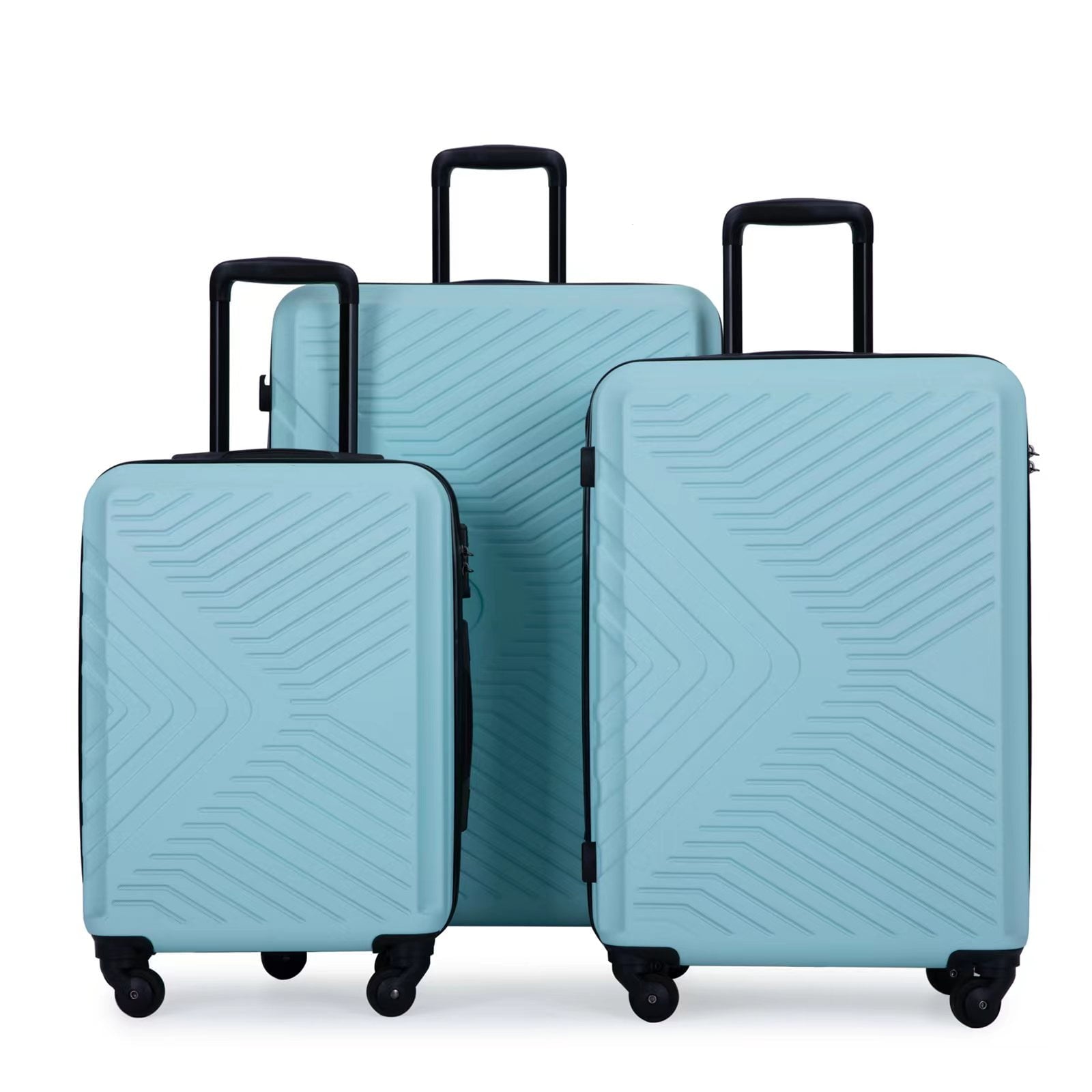 Travelhouse 3 Piece Hardshell Luggage Set Hardside Lightweight Suitcase with TSA Lock Spinner Wheels 20in24in28in.(Black)