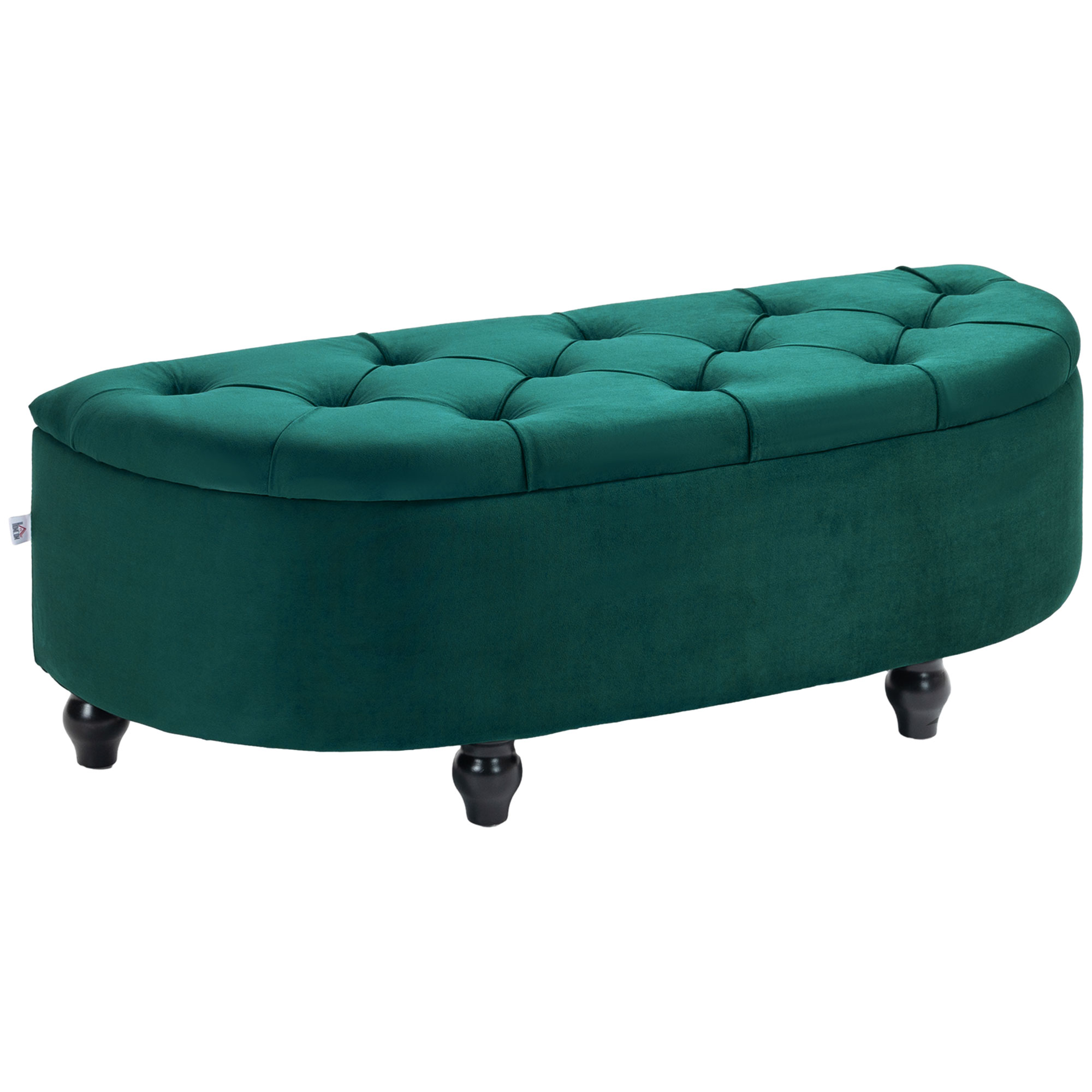 Kruk met Opbergruimte, 2-in-1 Poef, Gepolsterd, Fluwelen Bekleding, Hydraulische Dempers, 120 x 46 x 42 cm, Donkergroen