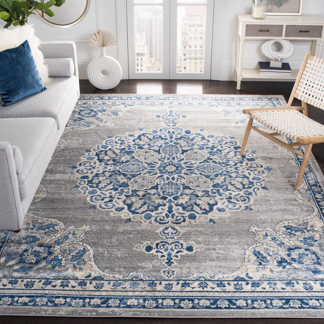 Bungalow Rose Cornett Light Gray/Blue Area Rug, Size: Rectangle 9' x 12'