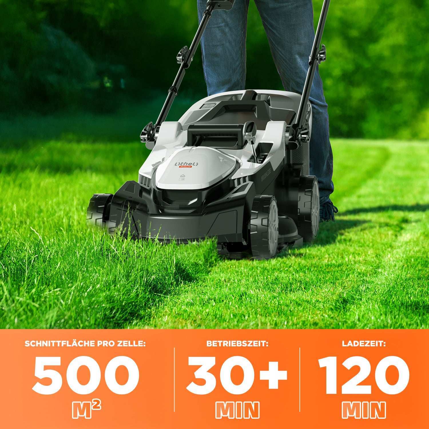 2025 Cortacésped inalámbrico U20 2 × 20V 43 cm brushless | Incluye 2 baterías de 4,0 Ah | Corte fácil hasta 500 m²