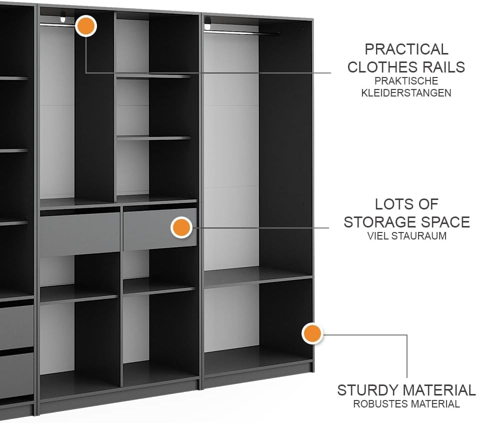 Vicco Elmo Cabinet, Anthracite, 280 x 200 cm, Pack of 3