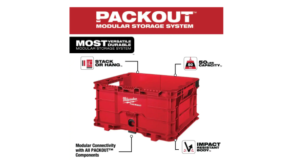 48-22-8440  18.6 in. Tool Storage Crate Bin with Carrying Handles and 50 lbs. Weight Capacity
