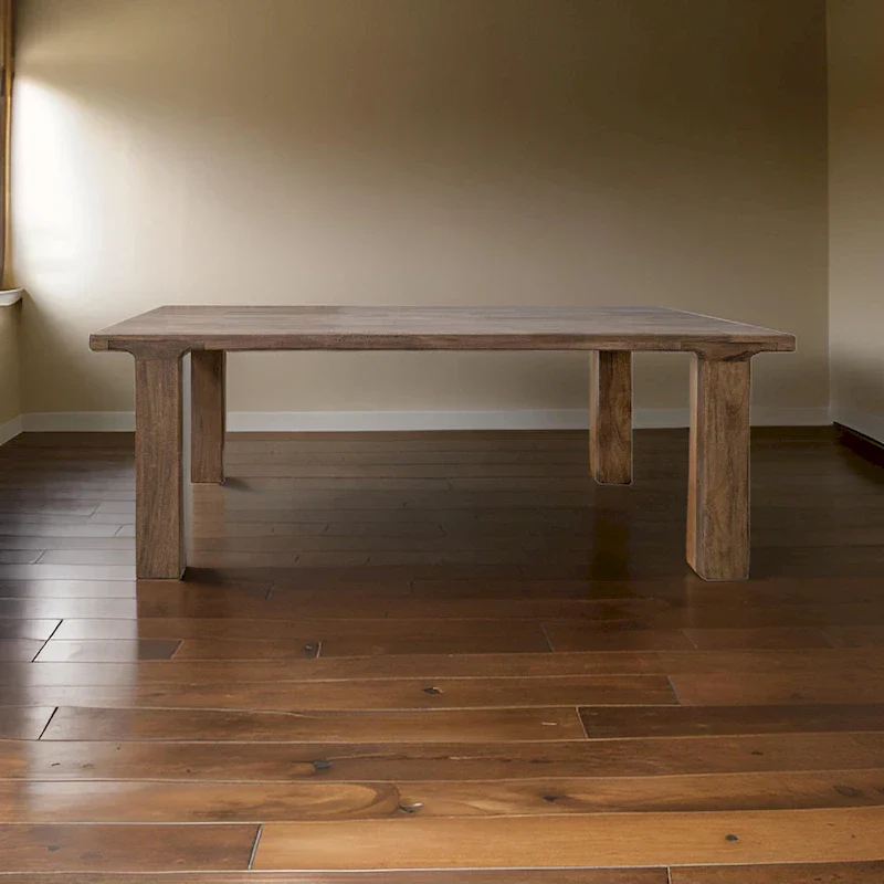 Okai 87-Inch Rectangular Dining Table - Rustic Brown Solid Mango Wood