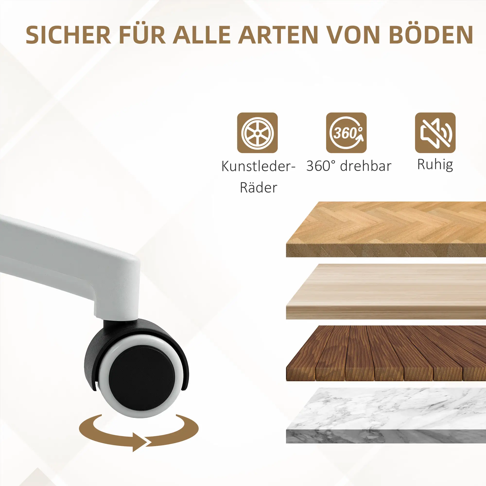 HOMCOM Bürostuhl Kippfunktion mit Fußstütze Weiß